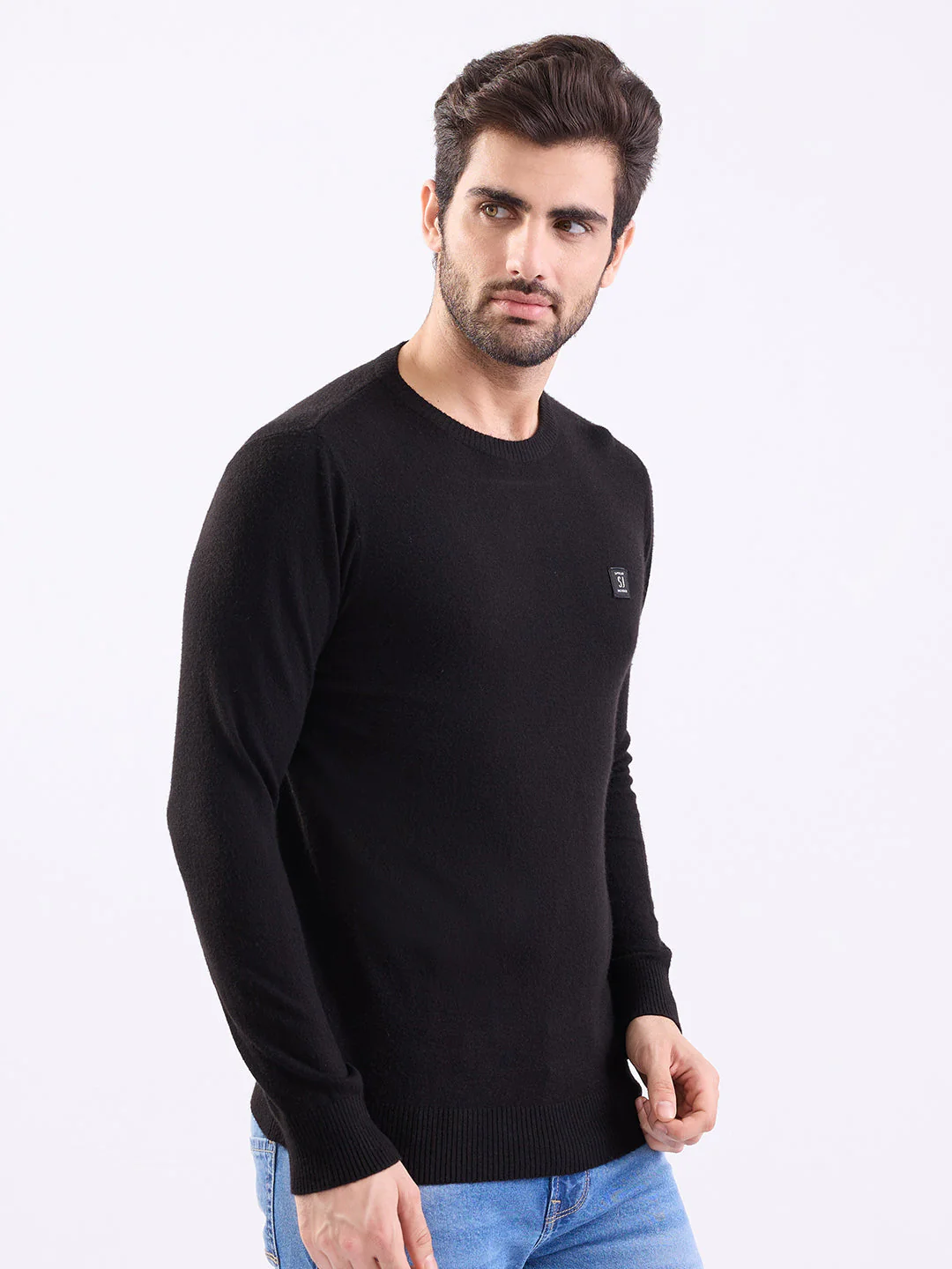 Men Sweater Black Slim Fit