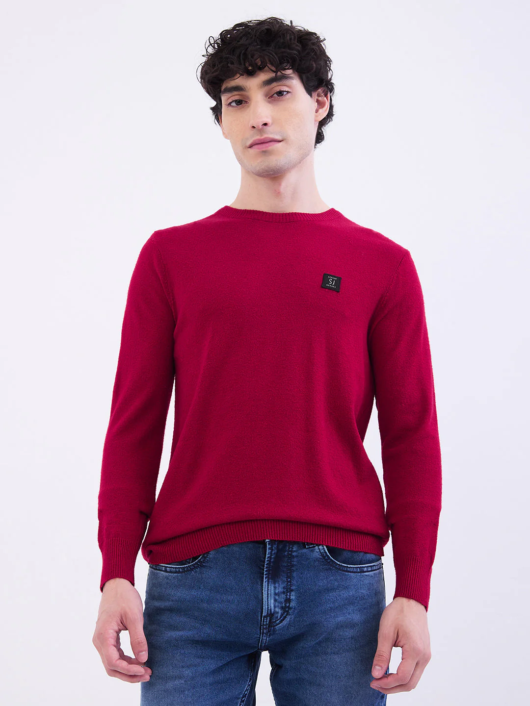 Men Sweater Dark Red Slim Fit - Image 2