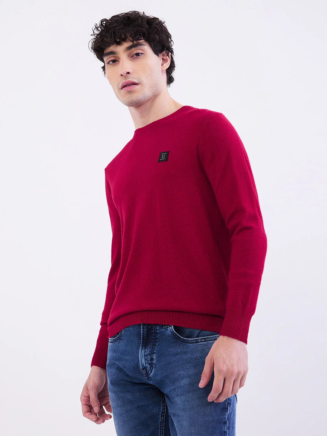 Men Sweater Dark Red Slim Fit - Image 3