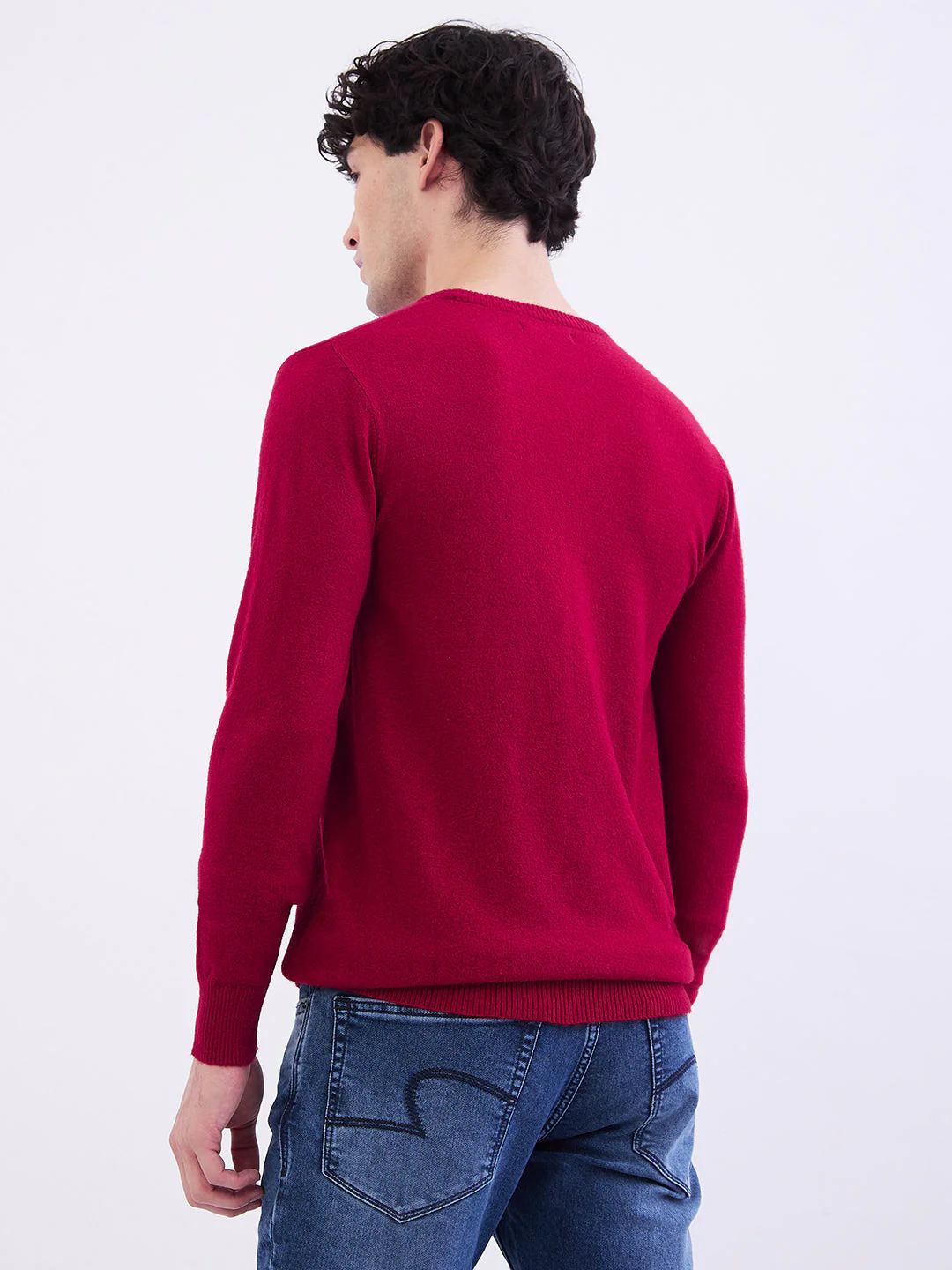 Men Sweater Dark Red Slim Fit - Image 4