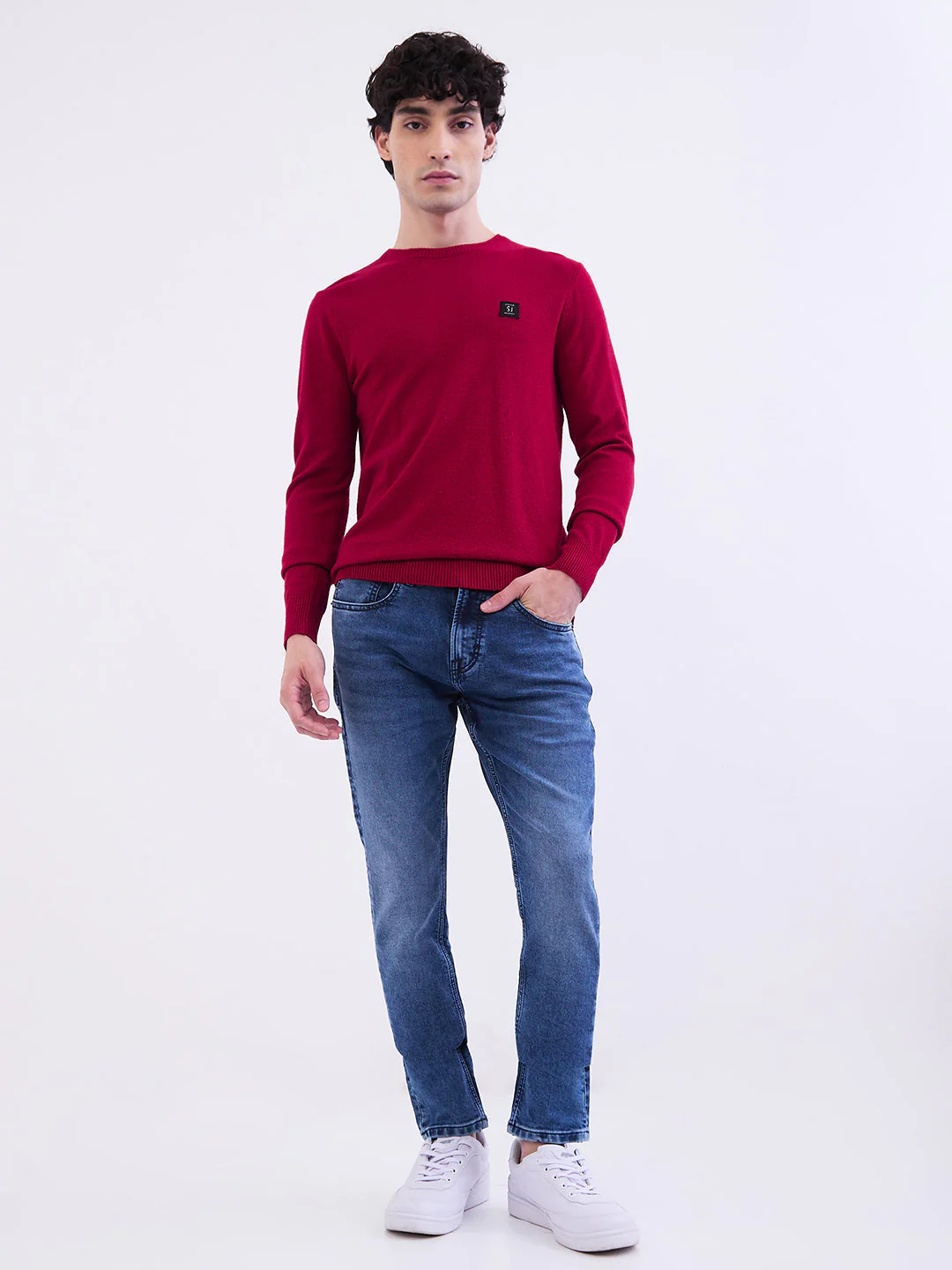 Men Sweater Dark Red Slim Fit - Image 5