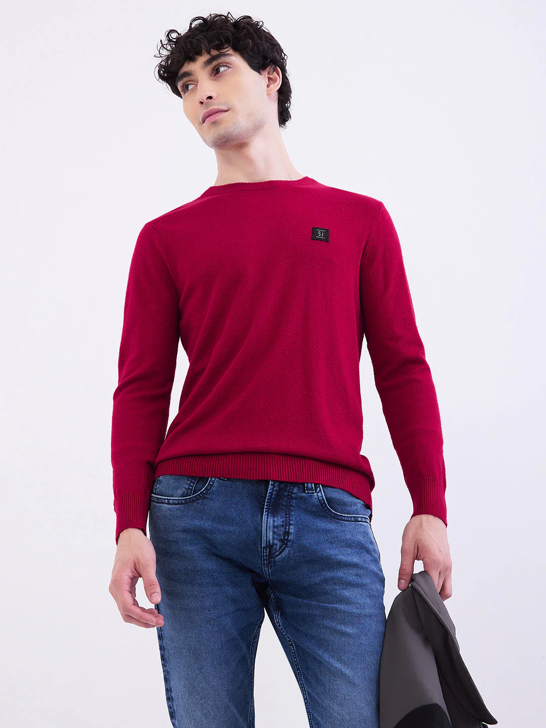 Men Sweater Dark Red Slim Fit - Image 7