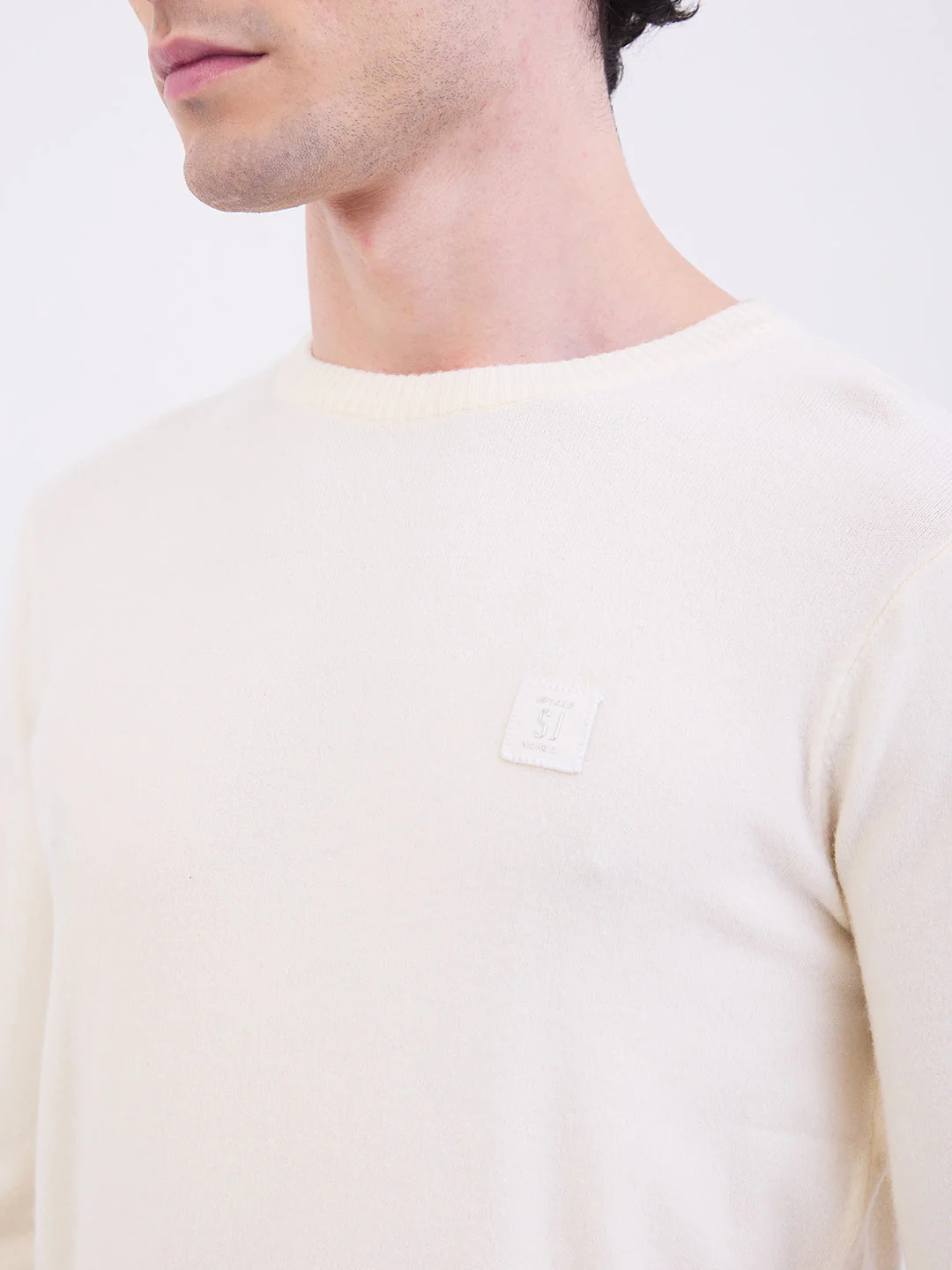 Men Sweater Off White Slim Fit - Image 6