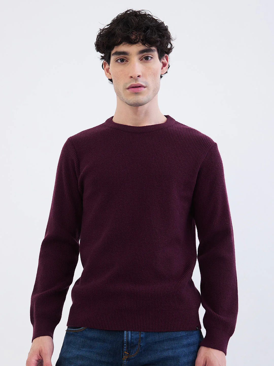 Men Sweater Red Slim Fit - Image 2