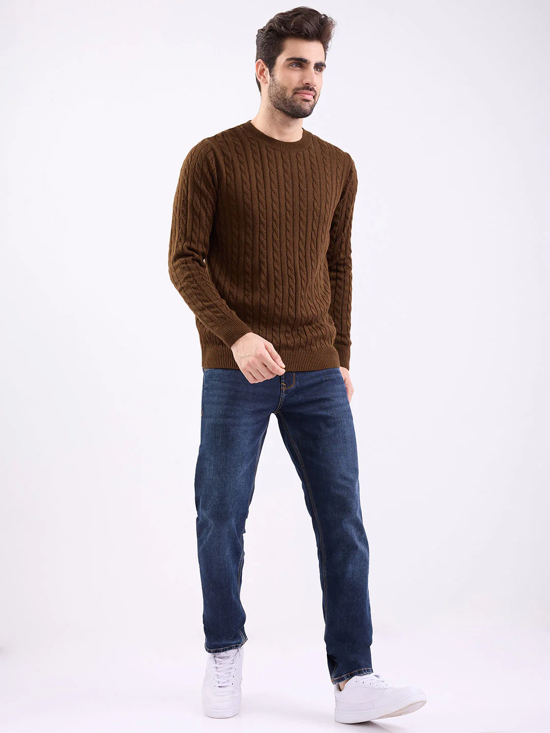 Men Sweater Brown Slim Fit - Image 5
