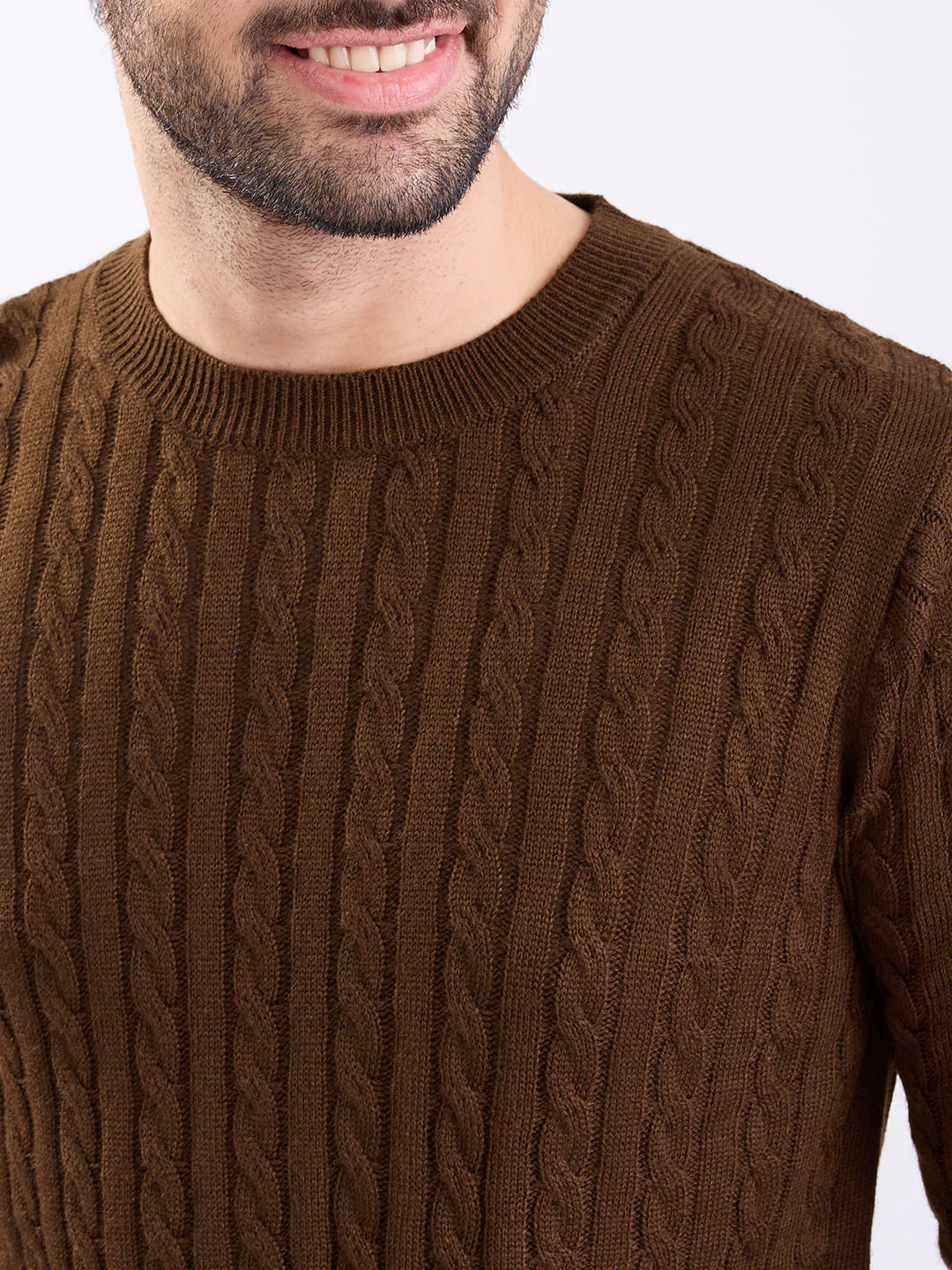 Men Sweater Brown Slim Fit - Image 6