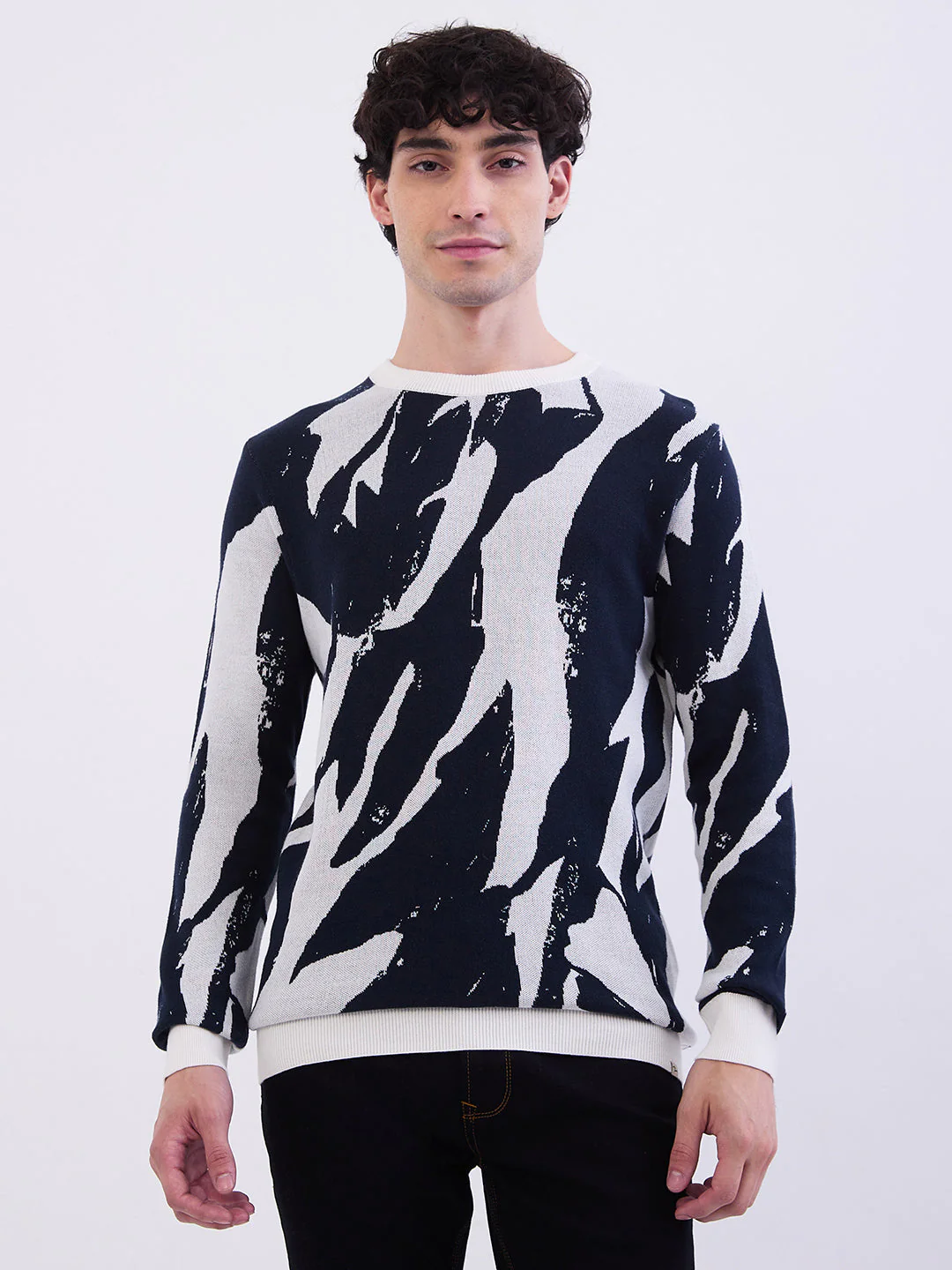 Men Sweater Blue Slim Fit - Image 2