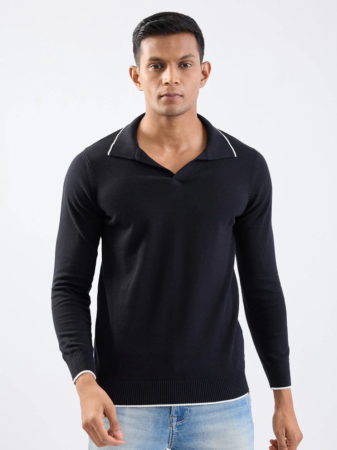 Men Sweater Black Slim Fit - Image 2