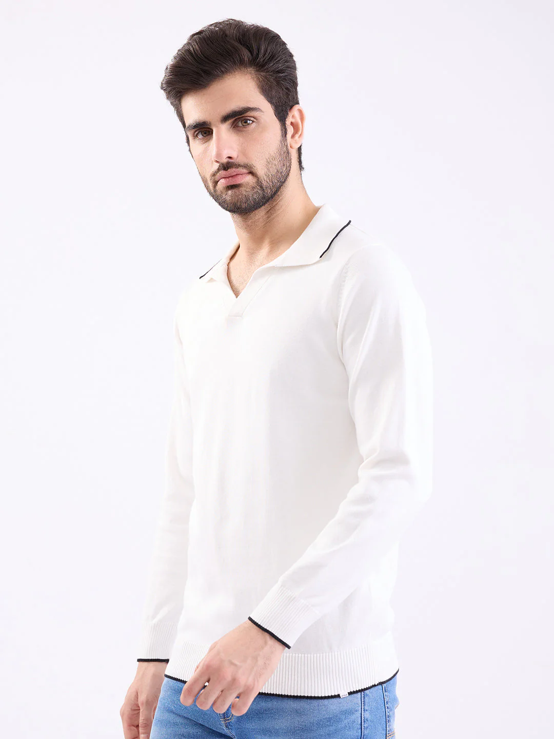 Men Sweater White Slim Fit - Image 3