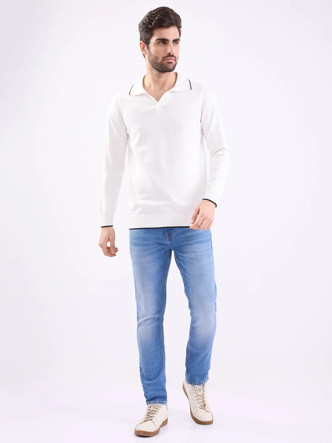 Men Sweater White Slim Fit - Image 5