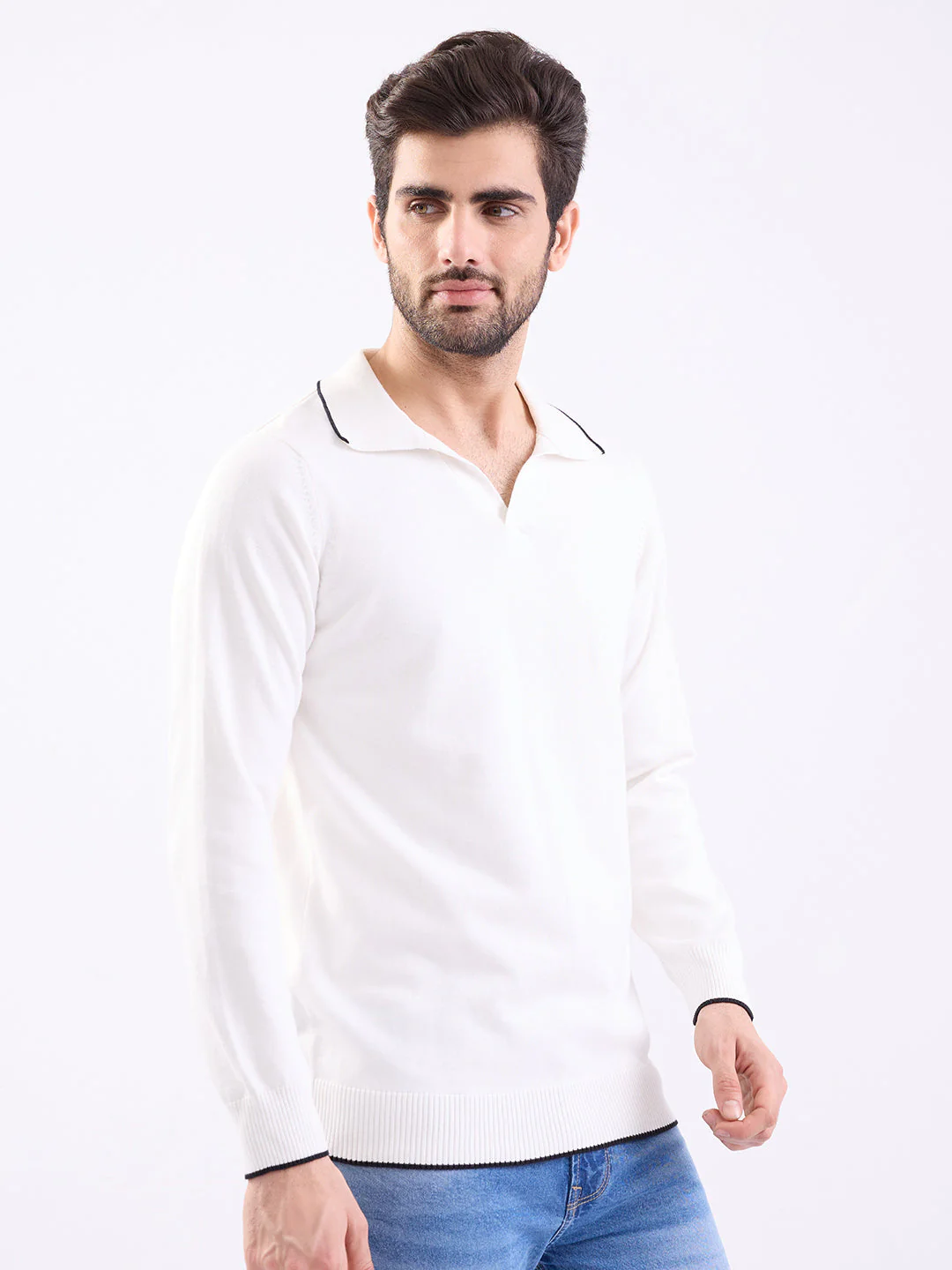 Men Sweater White Slim Fit - Image 6