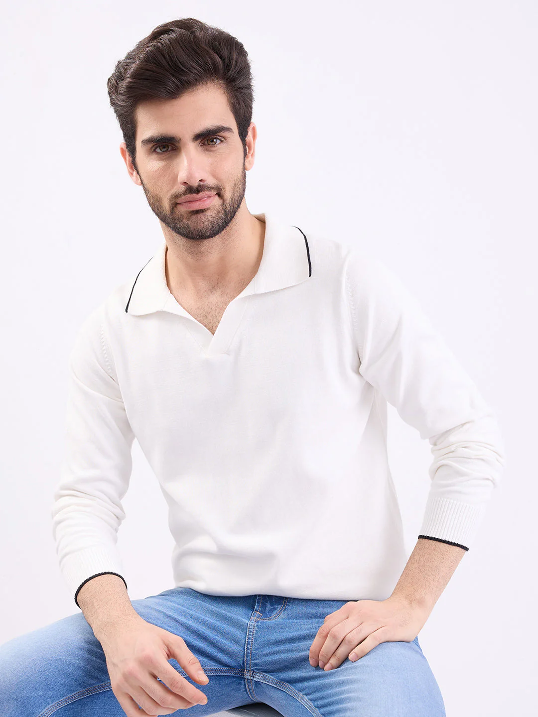 Men Sweater White Slim Fit - Image 7