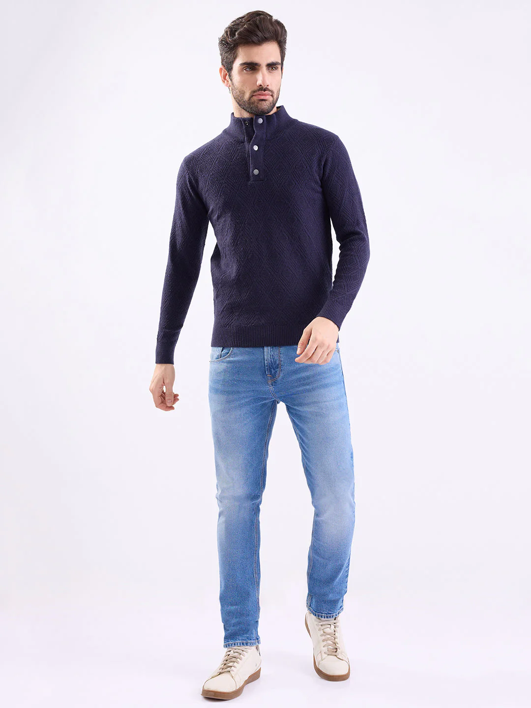 Men Sweater Blue Slim Fit - Image 5