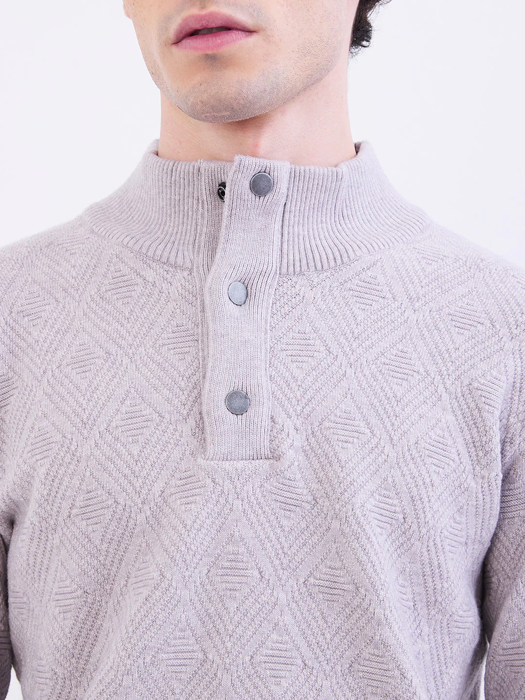 Men Sweater Silver Grey Slim Fit - Image 6