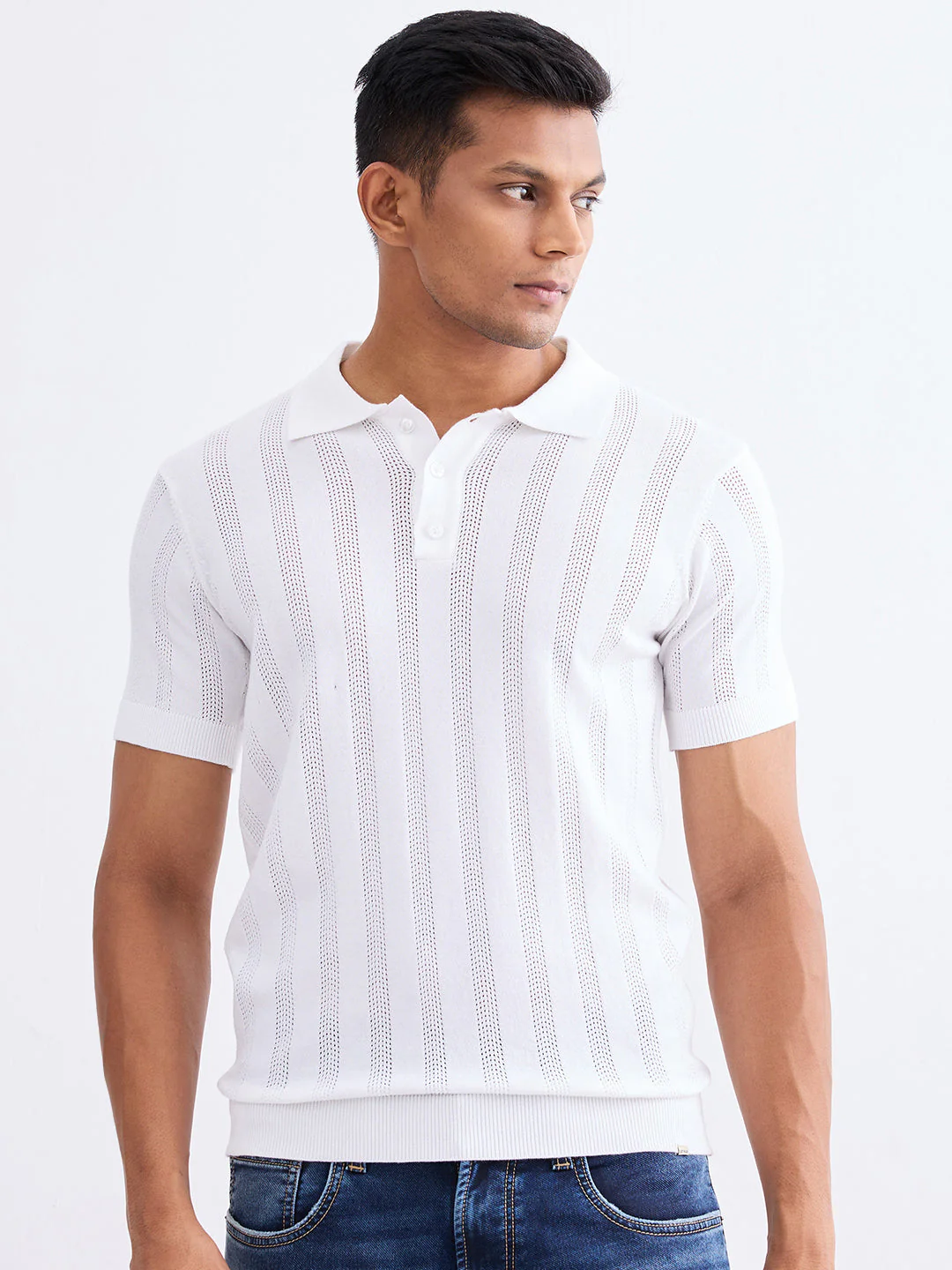 Men Sweater Off White Slim Fit - Image 2