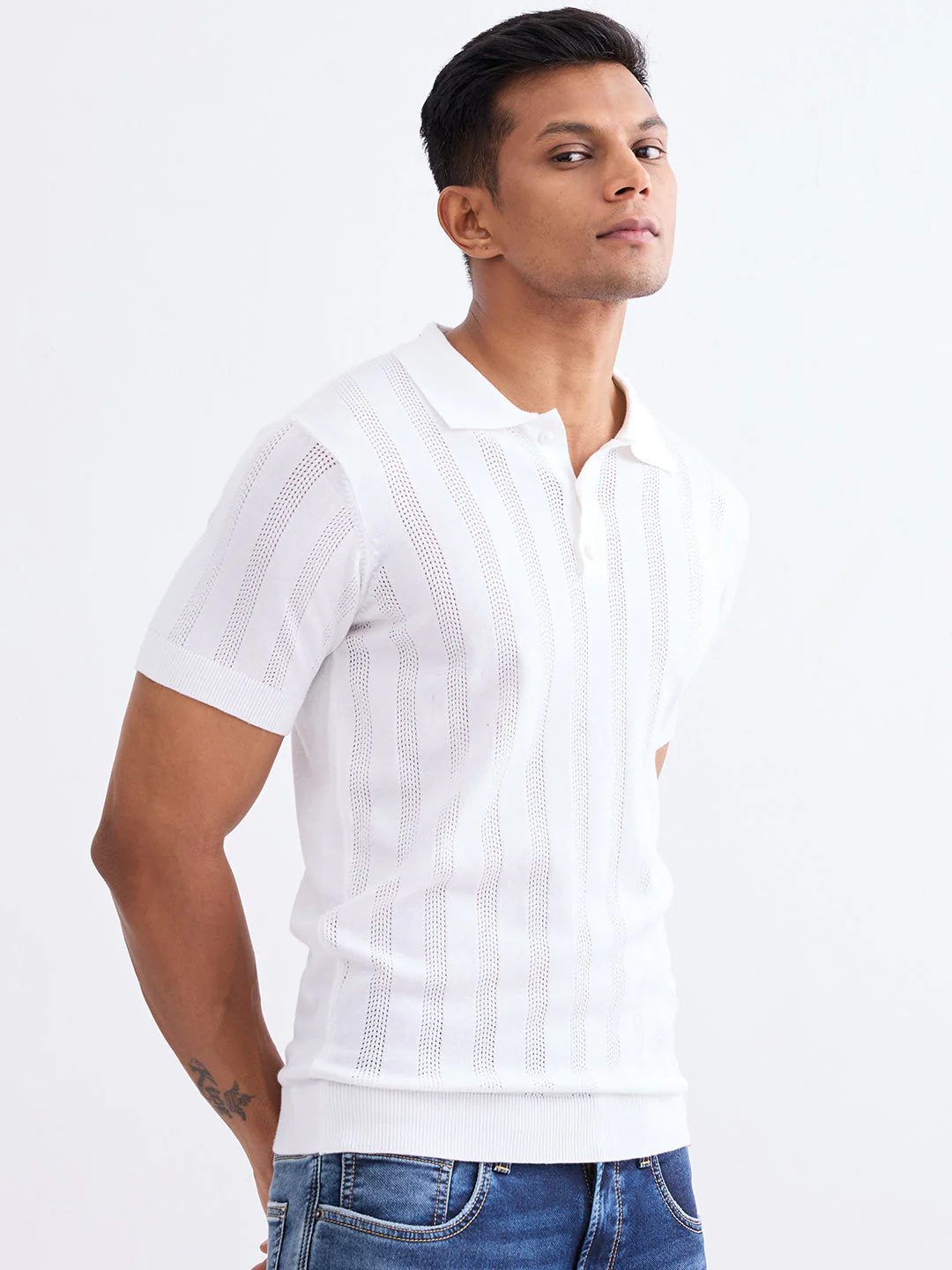 Men Sweater Off White Slim Fit - Image 3