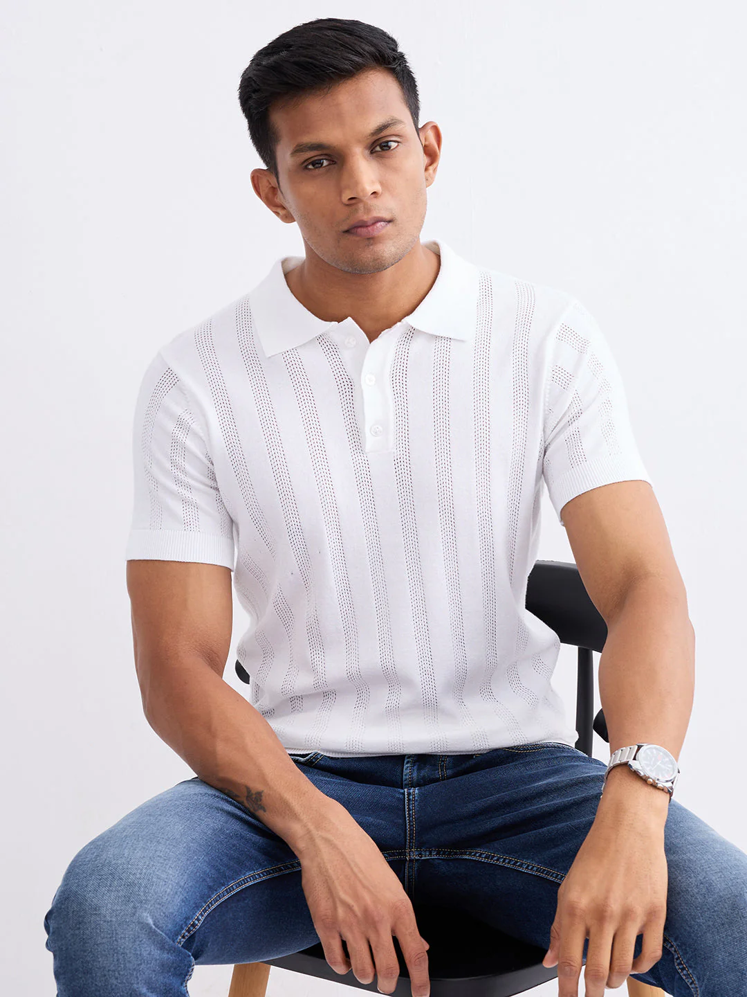 Men Sweater Off White Slim Fit - Image 7