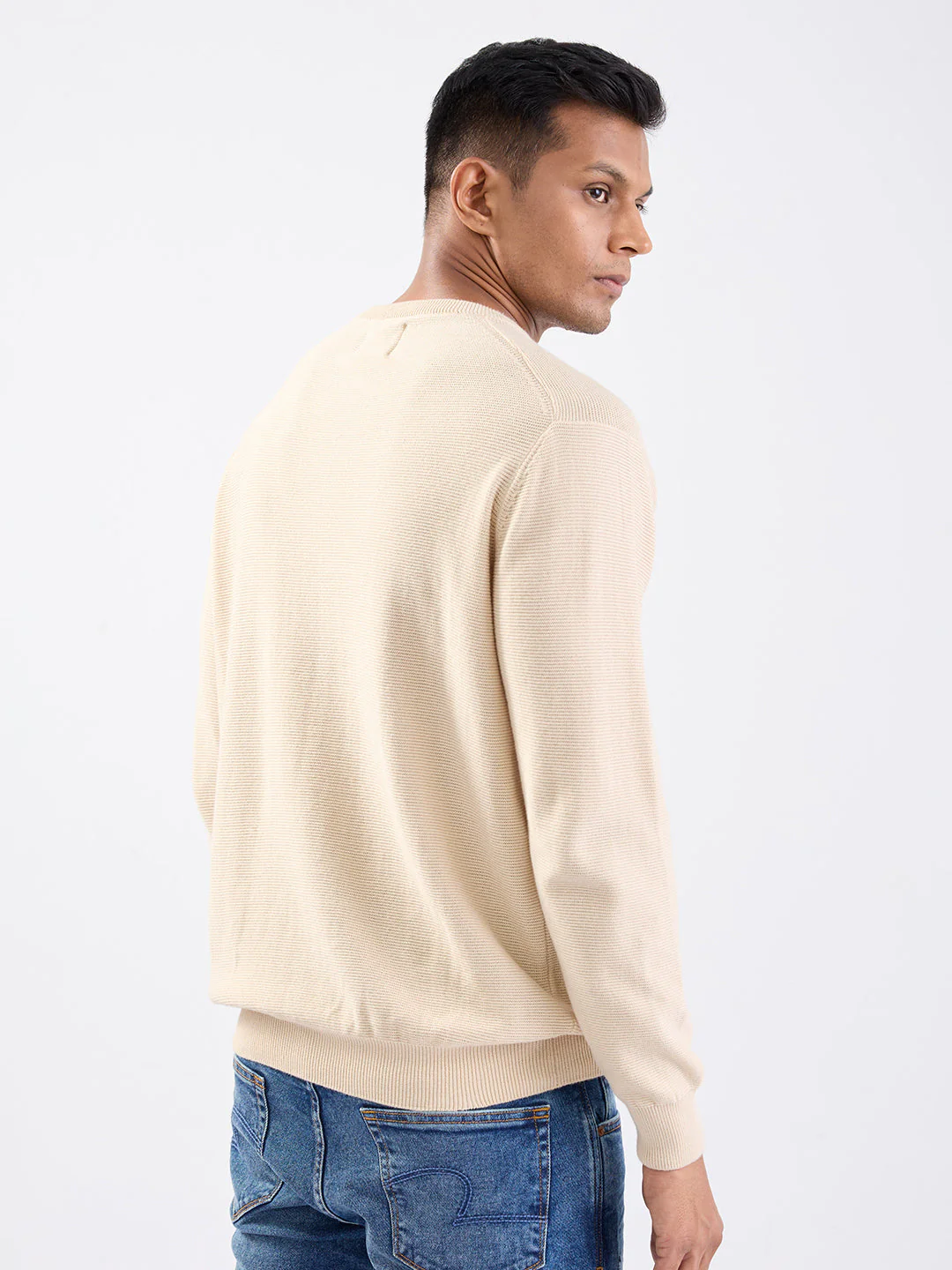 Men Sweater Taupe Beige Slim Fit - Image 4
