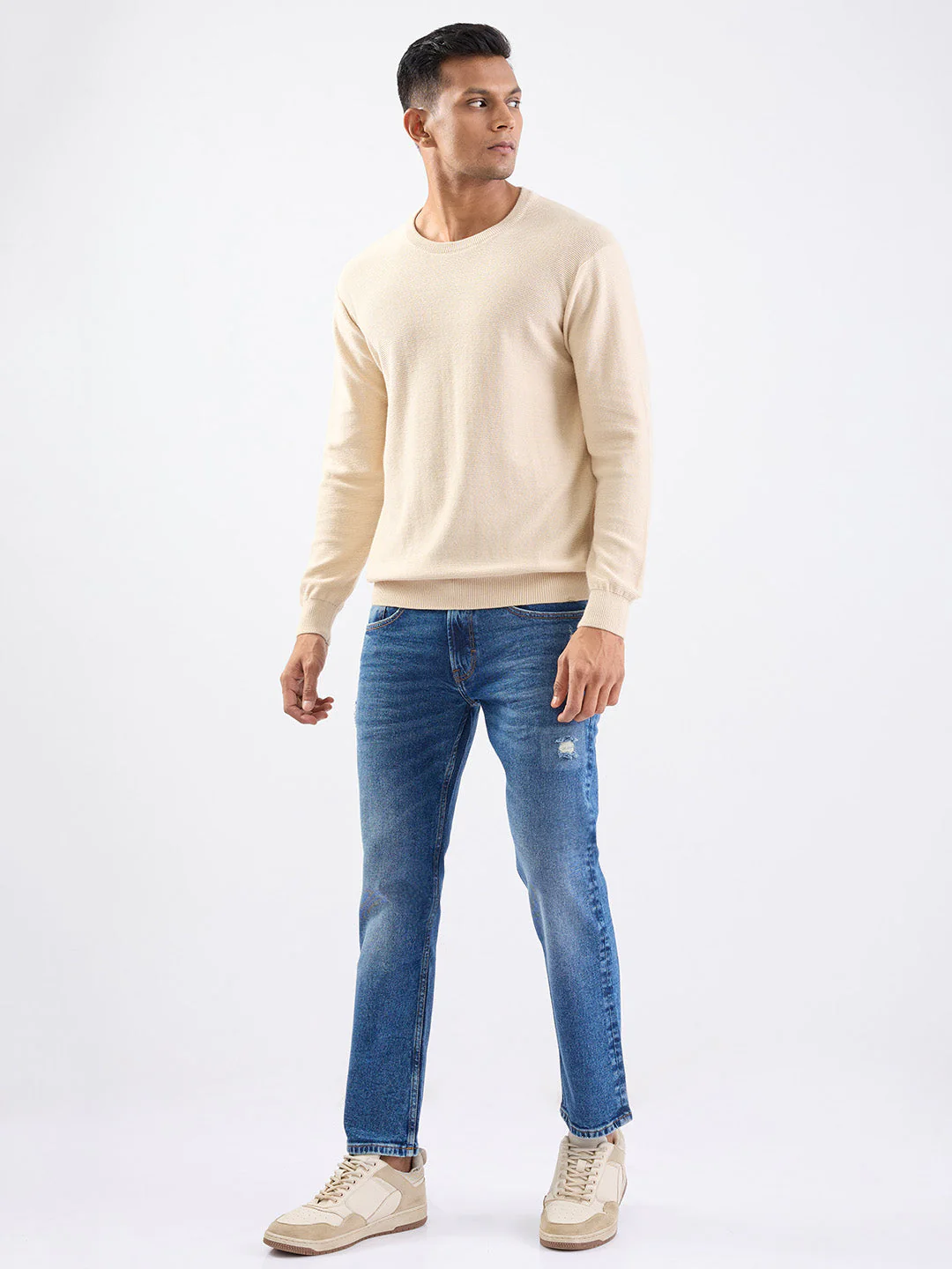 Men Sweater Taupe Beige Slim Fit - Image 5