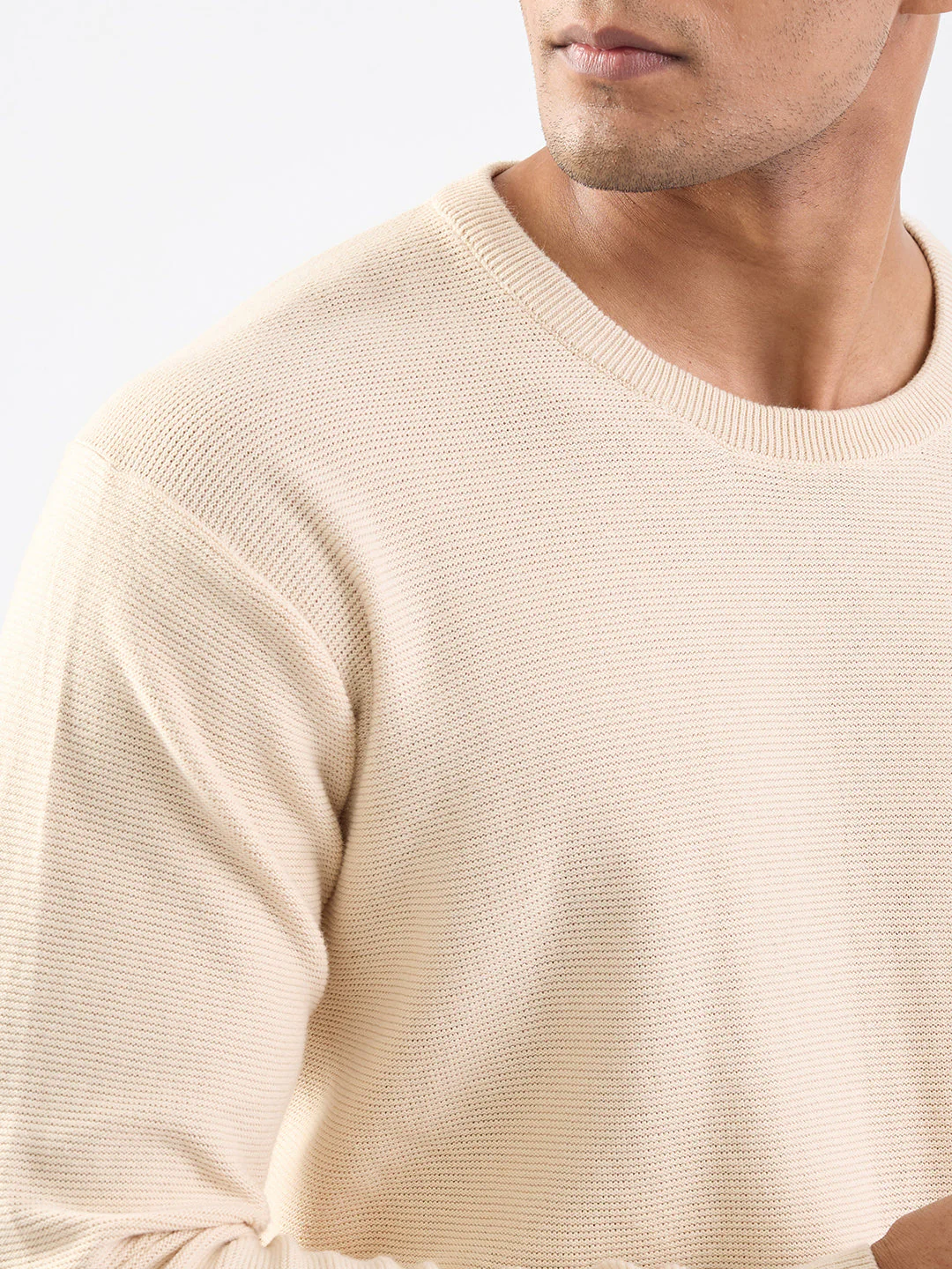 Men Sweater Taupe Beige Slim Fit - Image 6
