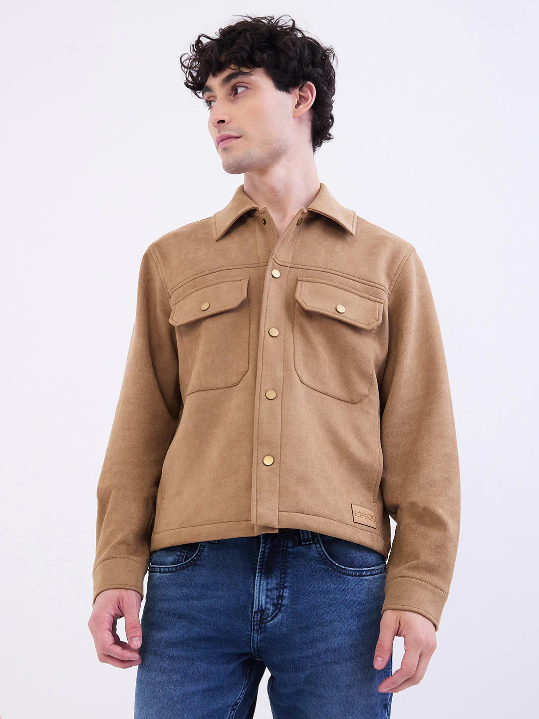 Men Jacket Brown Straight Fit - Image 2