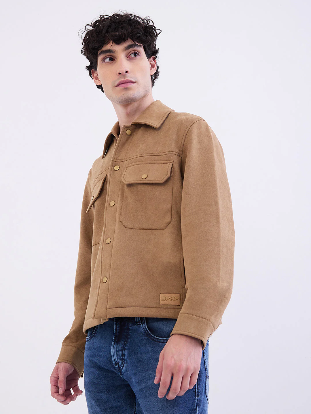 Men Jacket Brown Straight Fit - Image 3