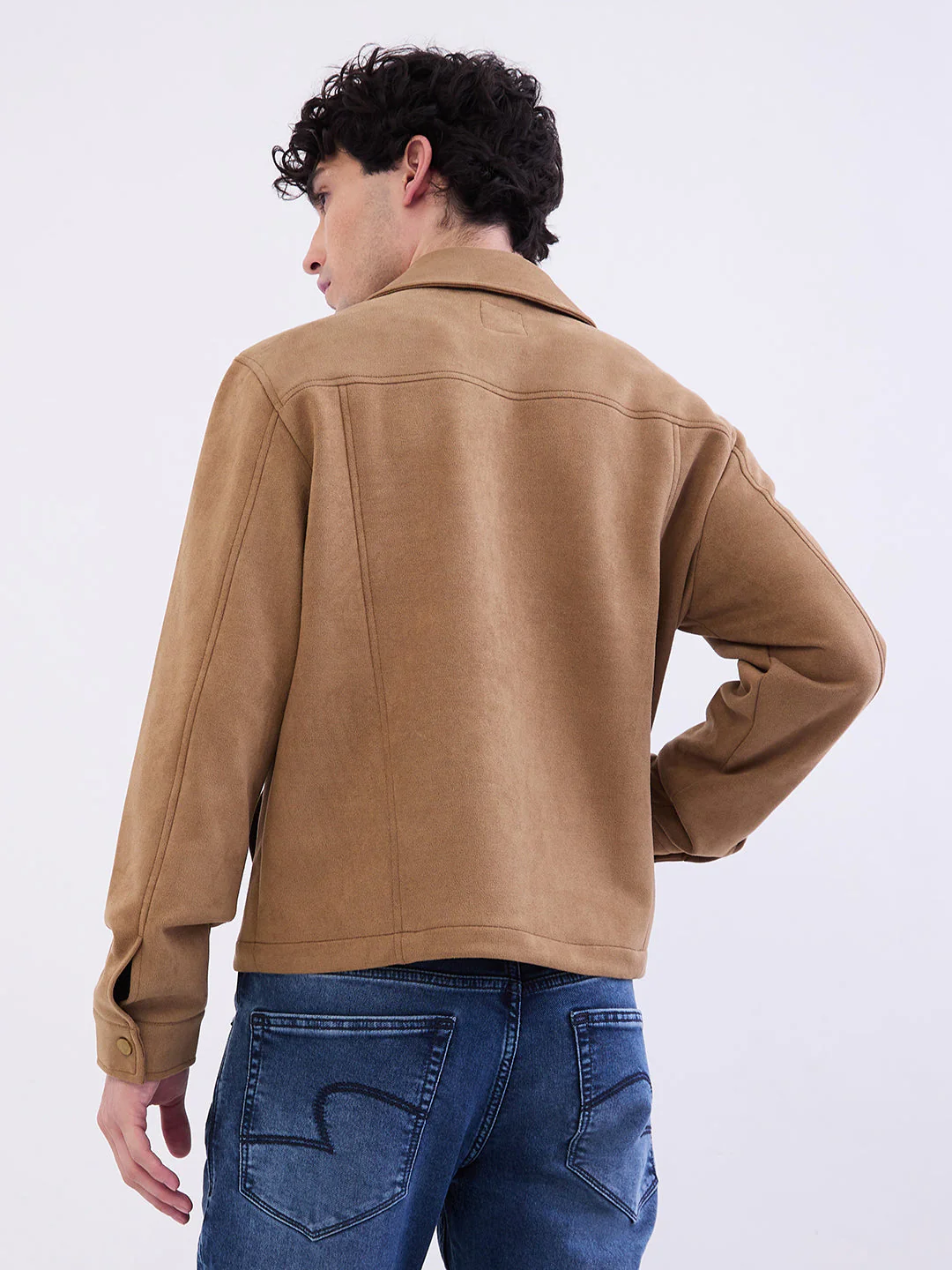 Men Jacket Brown Straight Fit - Image 4
