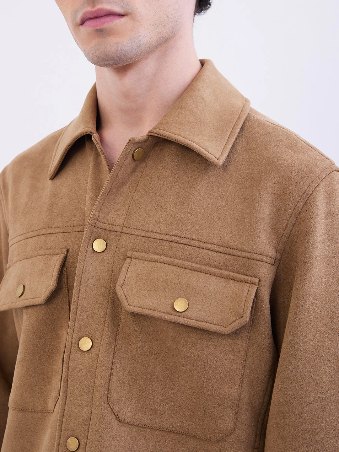 Men Jacket Brown Straight Fit - Image 5