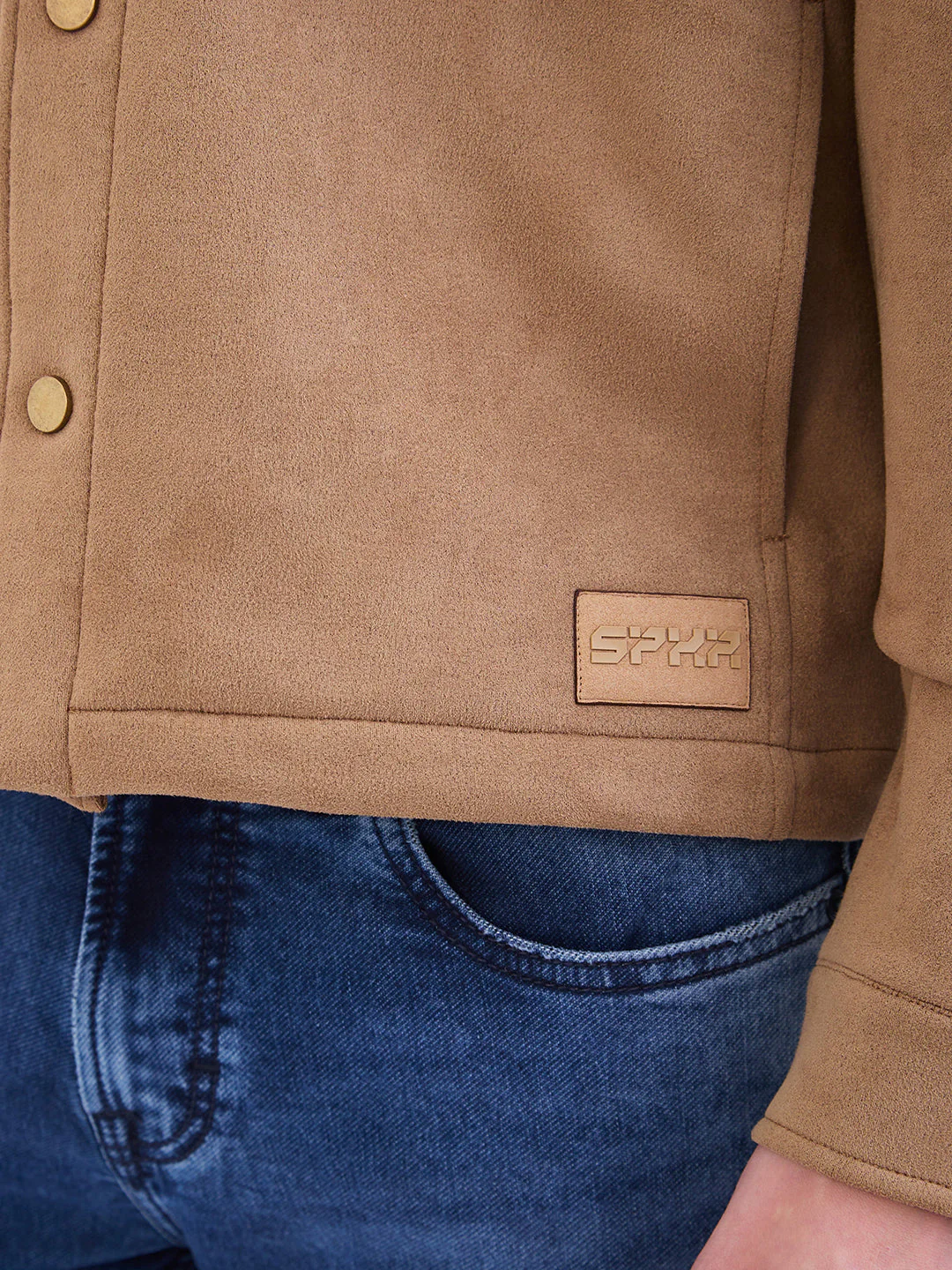 Men Jacket Brown Straight Fit - Image 7