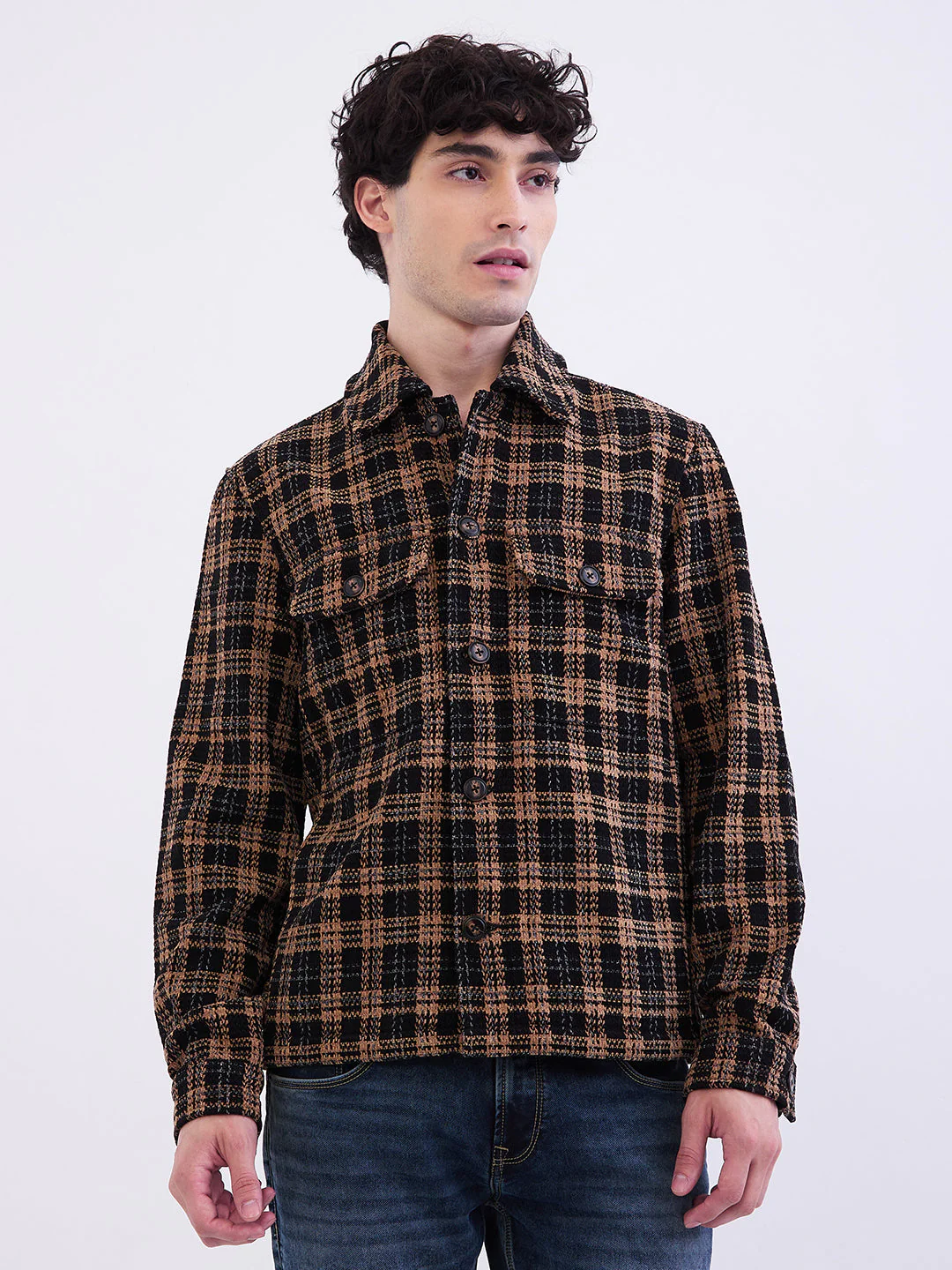 Men Jacket Black Straight Fit - Image 2