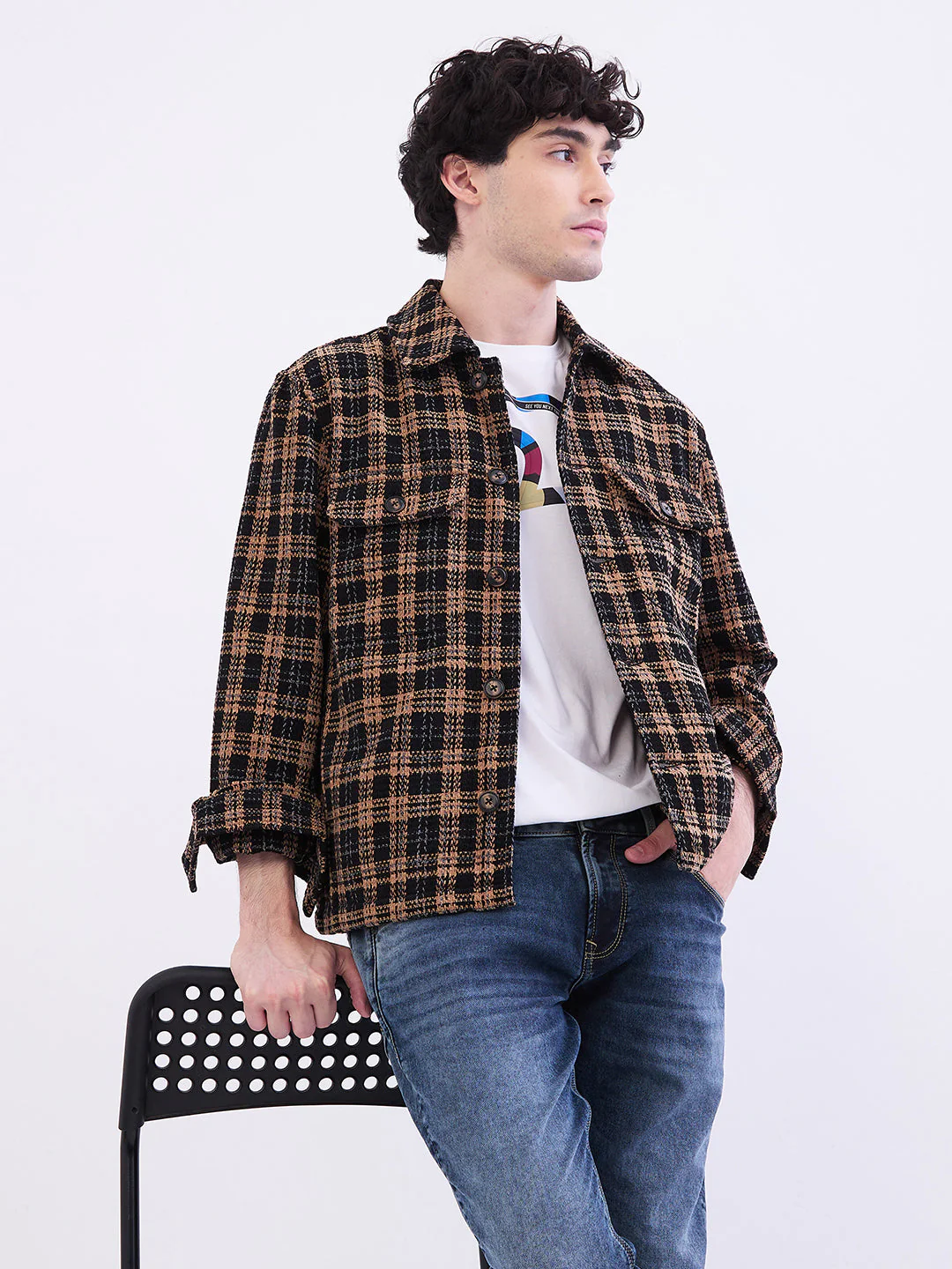 Men Jacket Black Straight Fit - Image 7