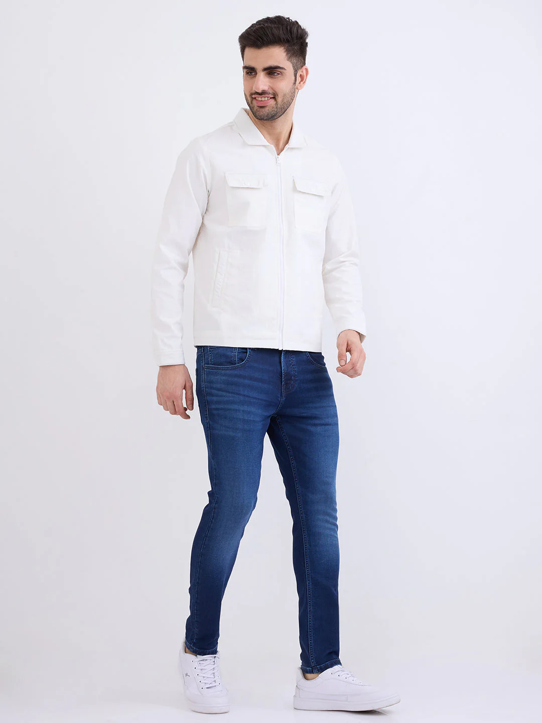 Men Jacket Off White Straight Fit - Image 5
