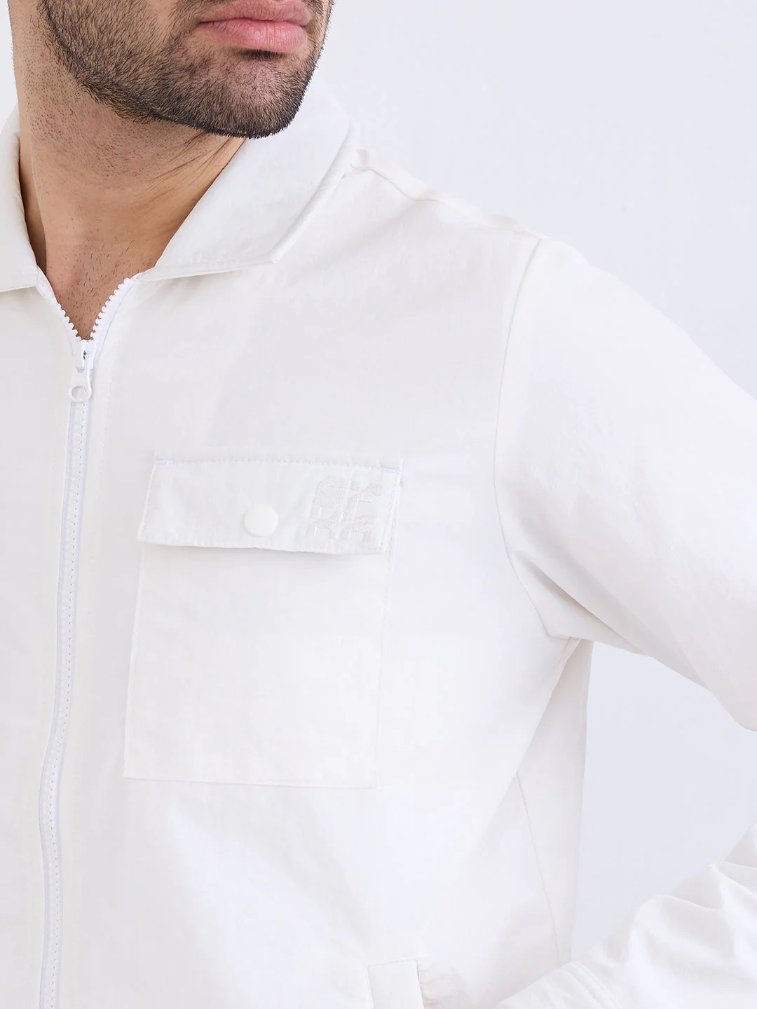 Men Jacket Off White Straight Fit - Image 6