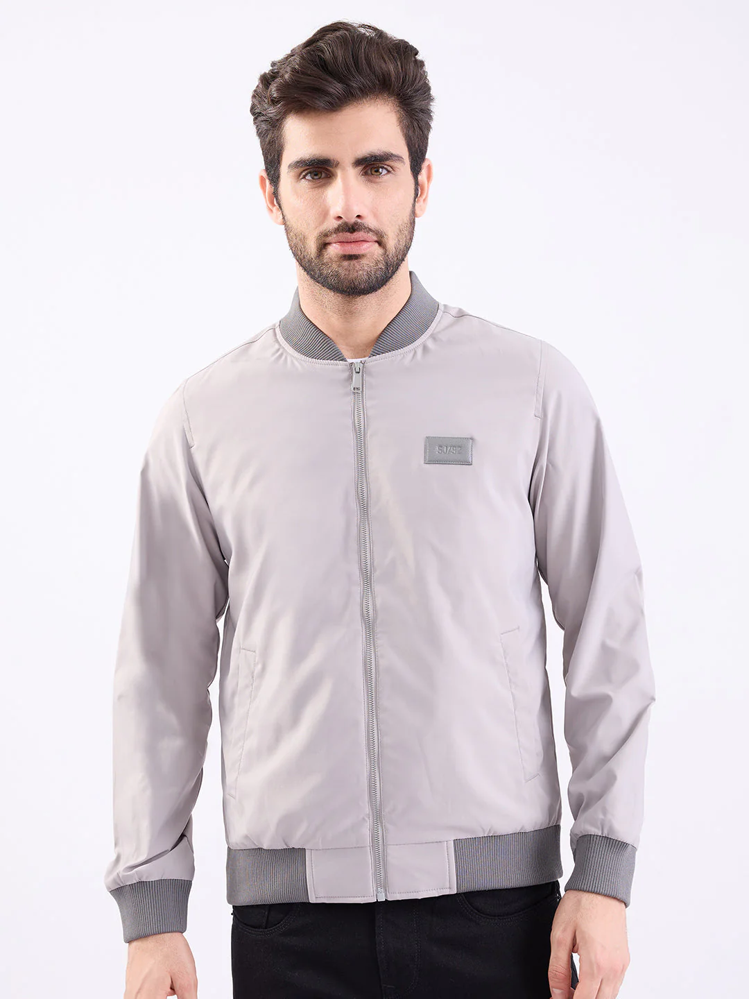 Men Jacket Grey Straight Fit - Image 2