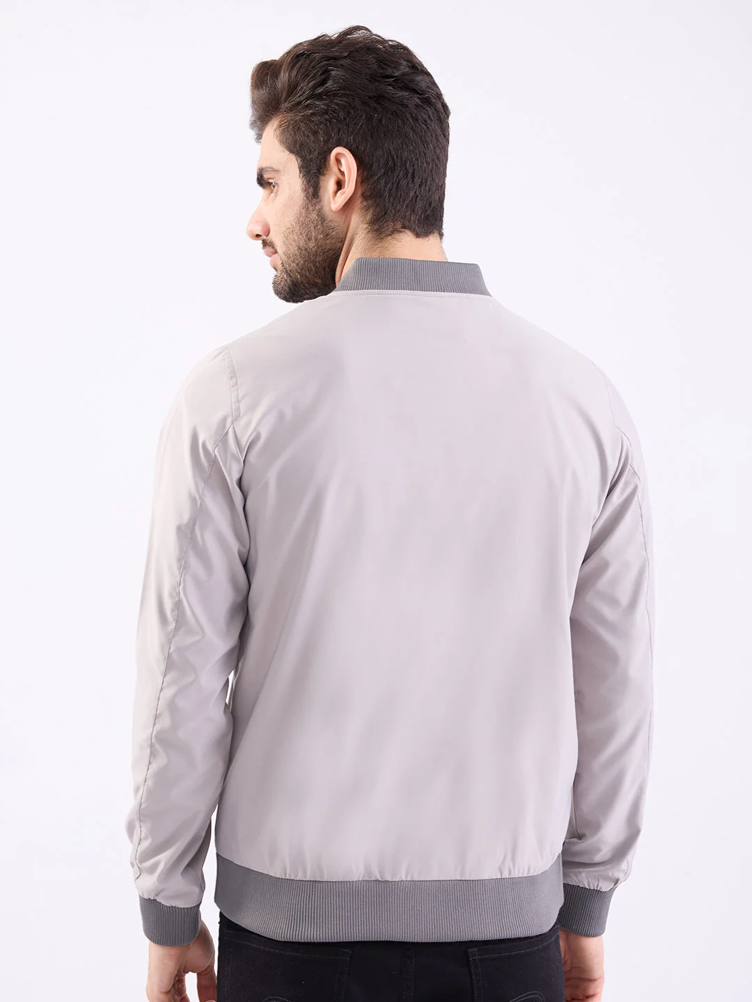 Men Jacket Grey Straight Fit - Image 4