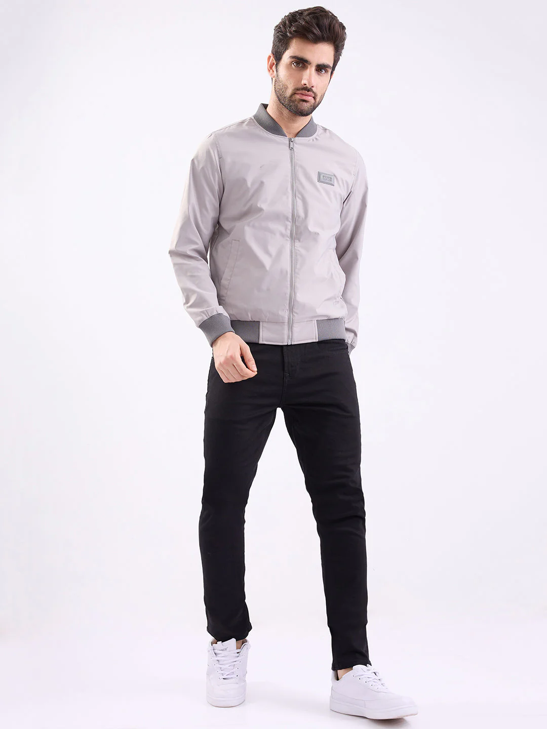 Men Jacket Grey Straight Fit - Image 5