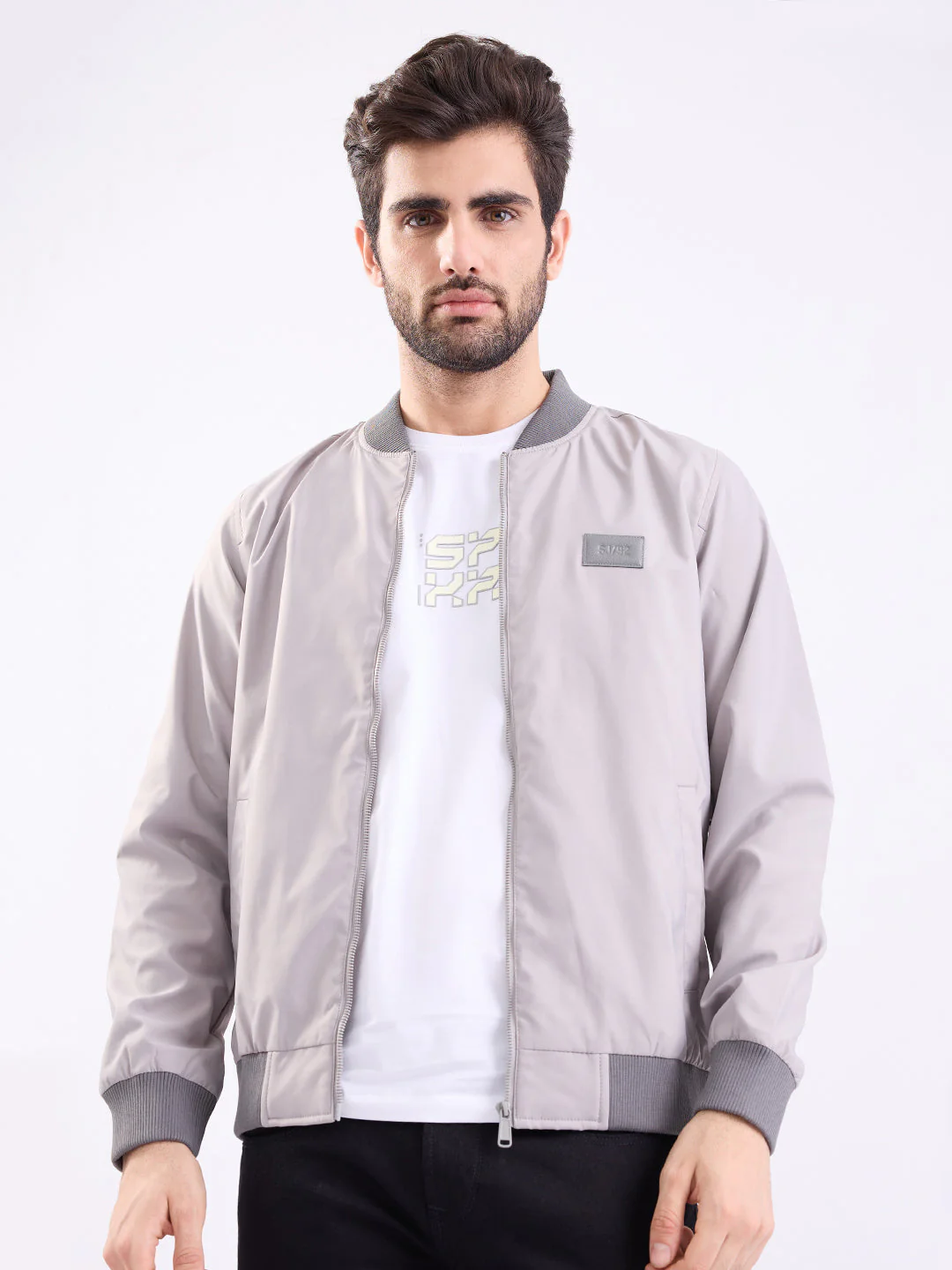 Men Jacket Grey Straight Fit - Image 8