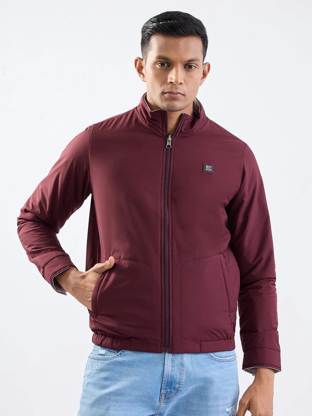 Men Jacket Red Straight Fit - Image 2