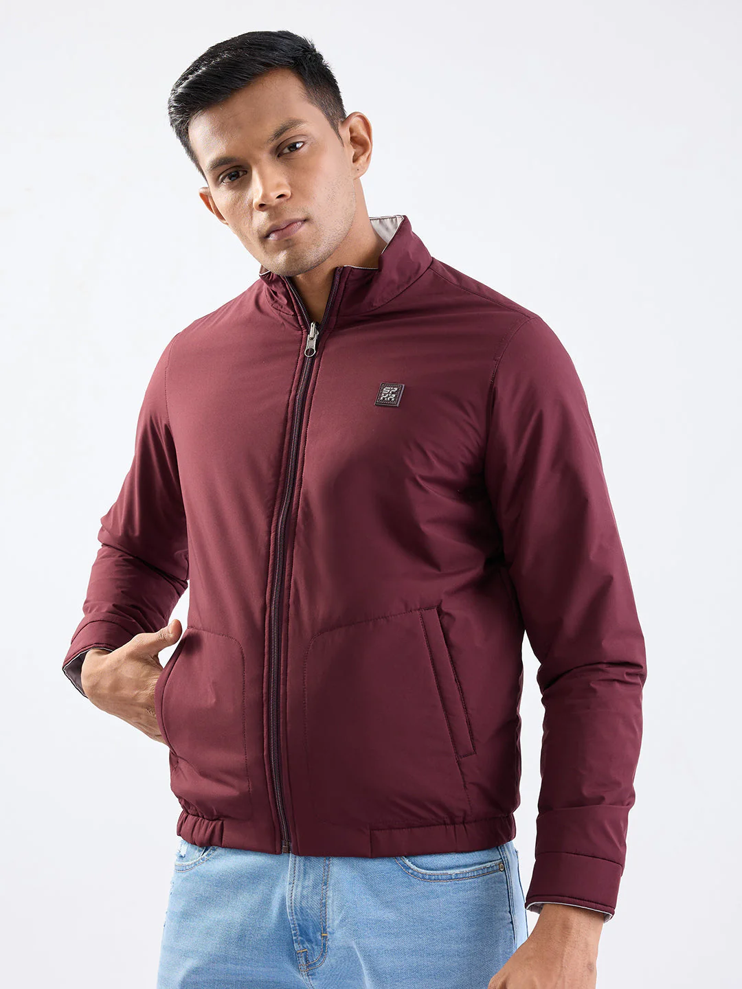 Men Jacket Red Straight Fit - Image 3