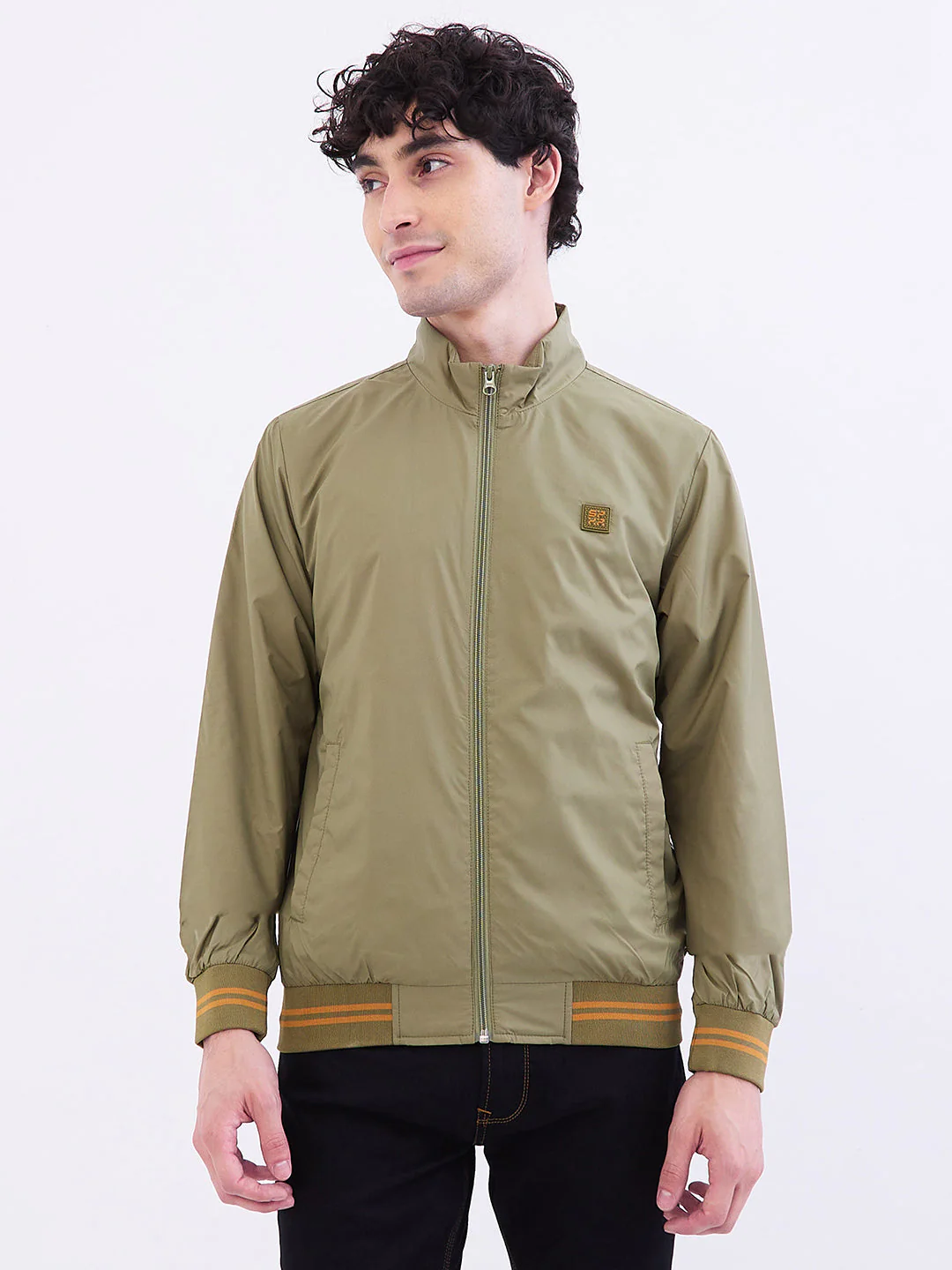 Men Jacket Green Straight Fit - Image 2