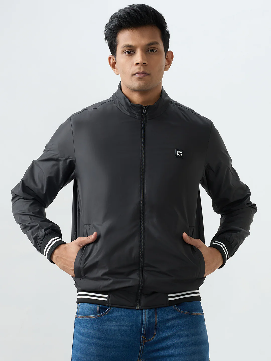 Men Jacket Black Straight Fit - Image 2