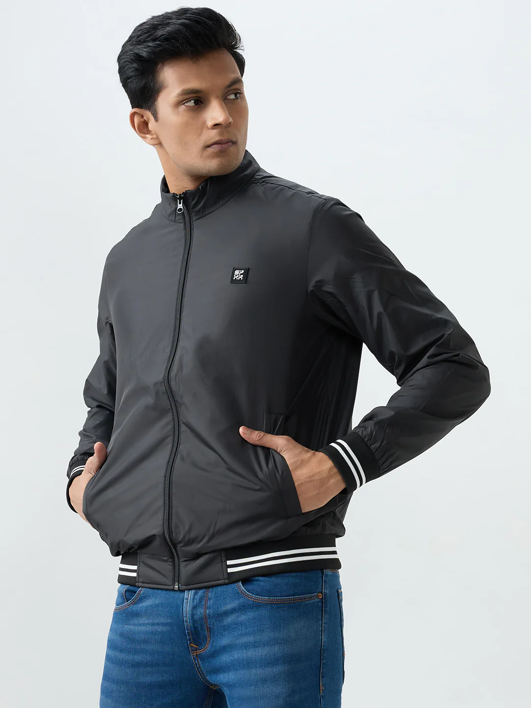 Men Jacket Black Straight Fit - Image 3