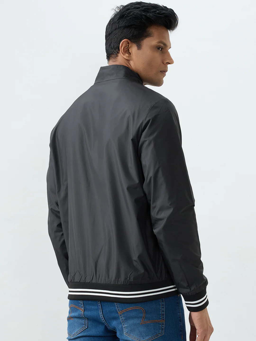 Men Jacket Black Straight Fit - Image 4