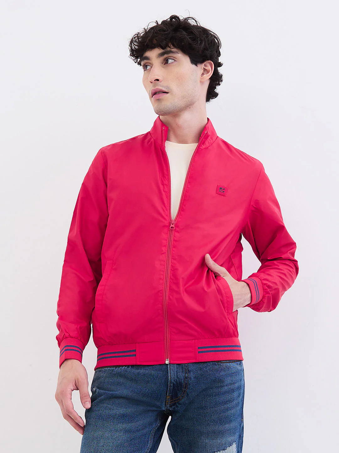 Men Jacket Red Straight Fit - Image 7