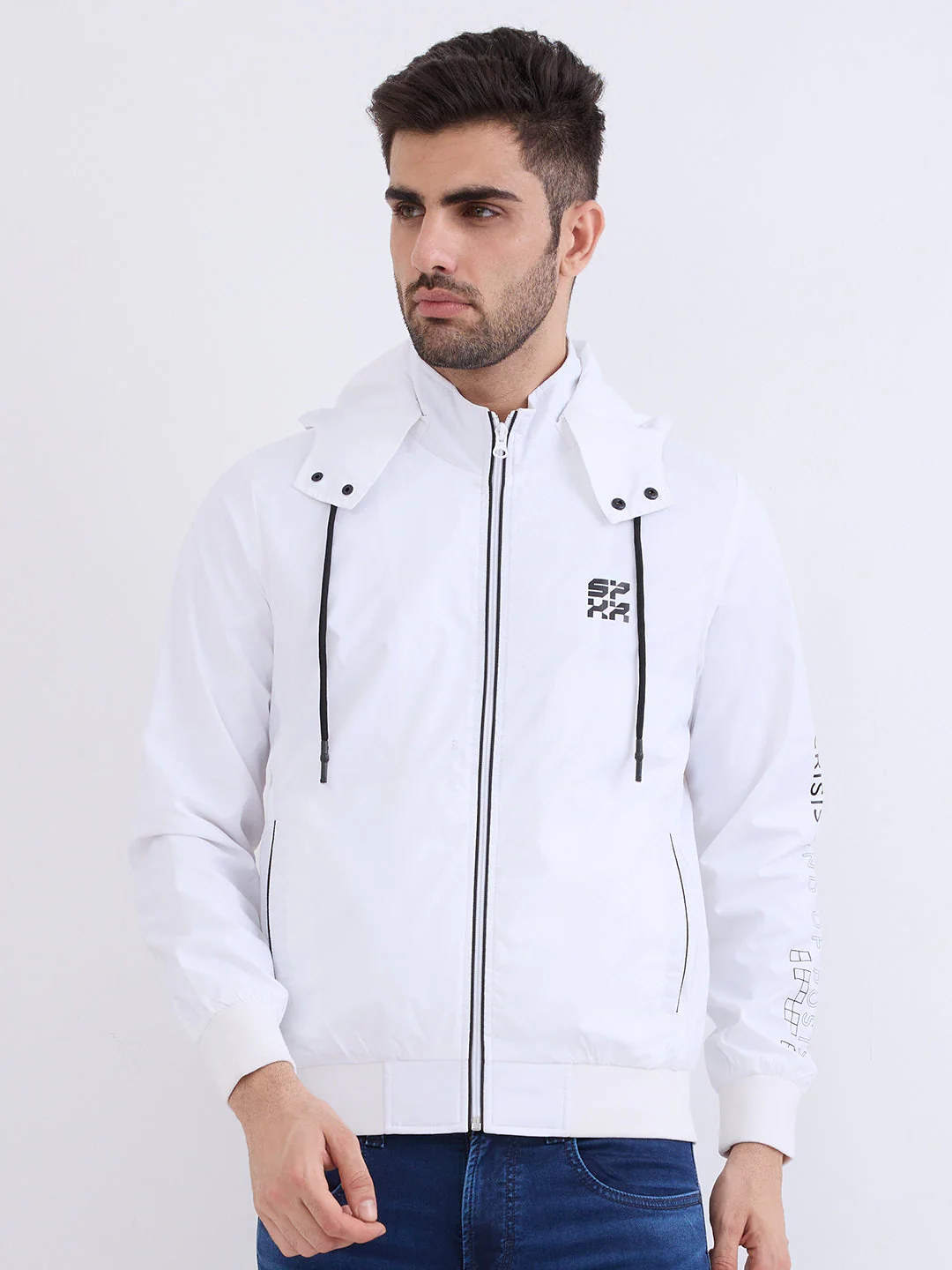 Men Jacket White Straight Fit - Image 2