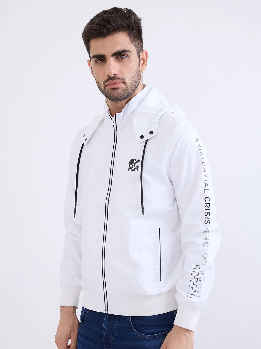 Men Jacket White Straight Fit - Image 3