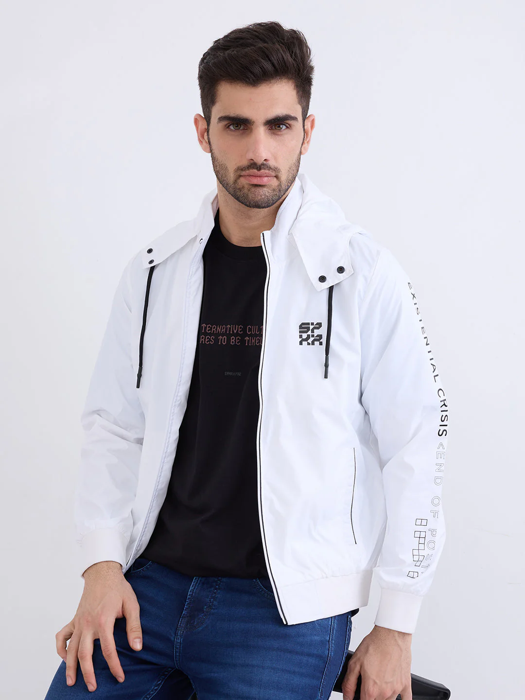 Men Jacket White Straight Fit - Image 7