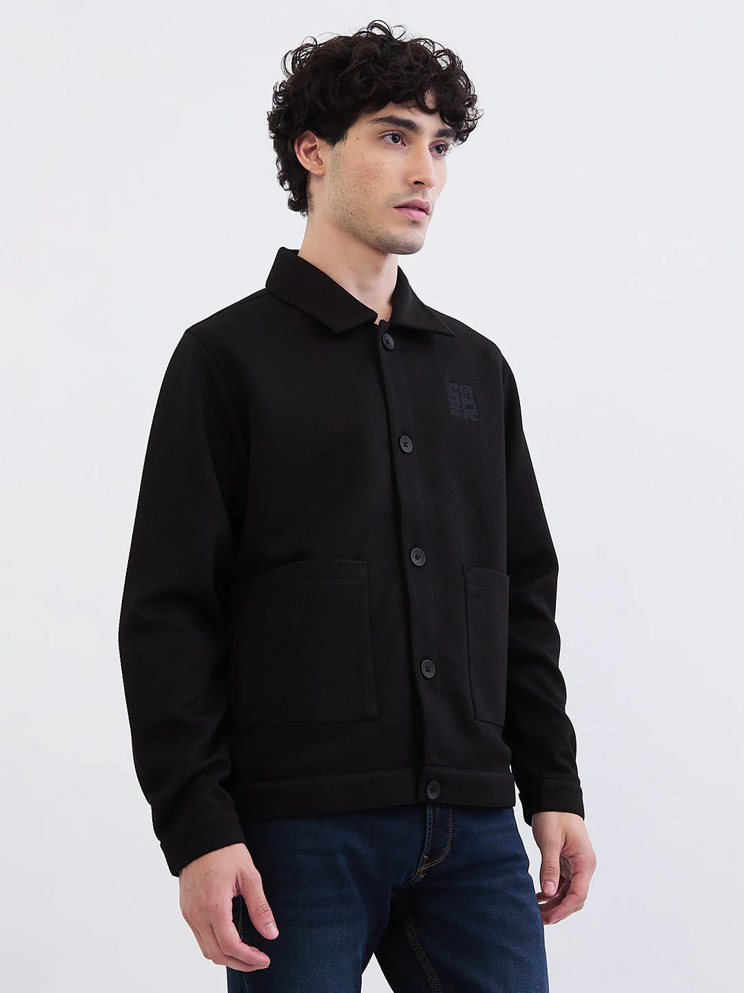 Men Jacket Grey Straight Fit