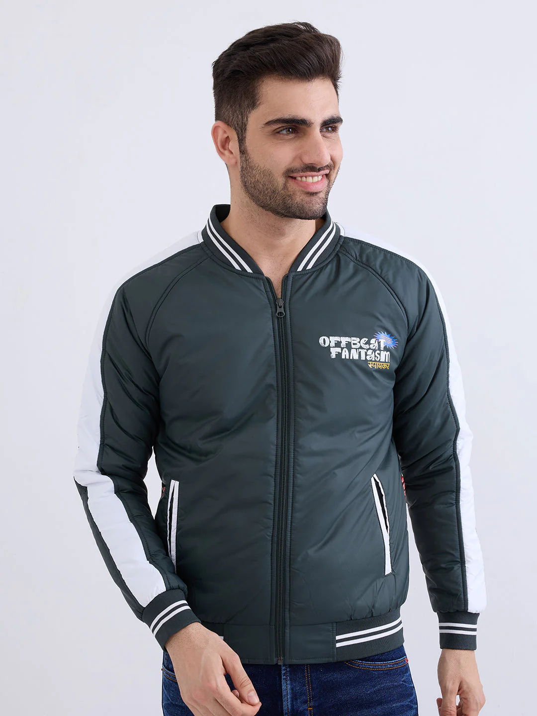Men Jacket Green Straight Fit - Image 2