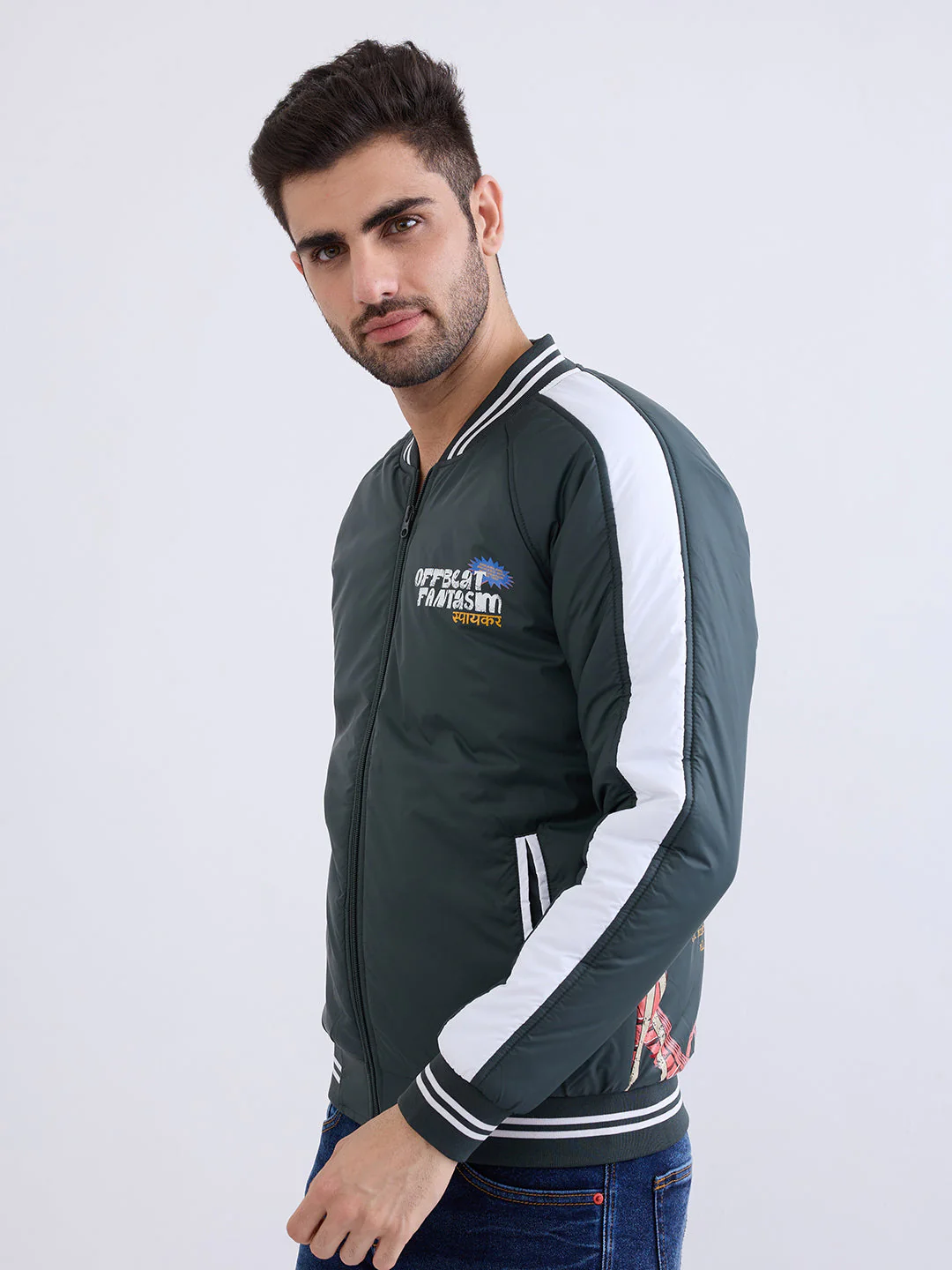 Men Jacket Green Straight Fit - Image 3